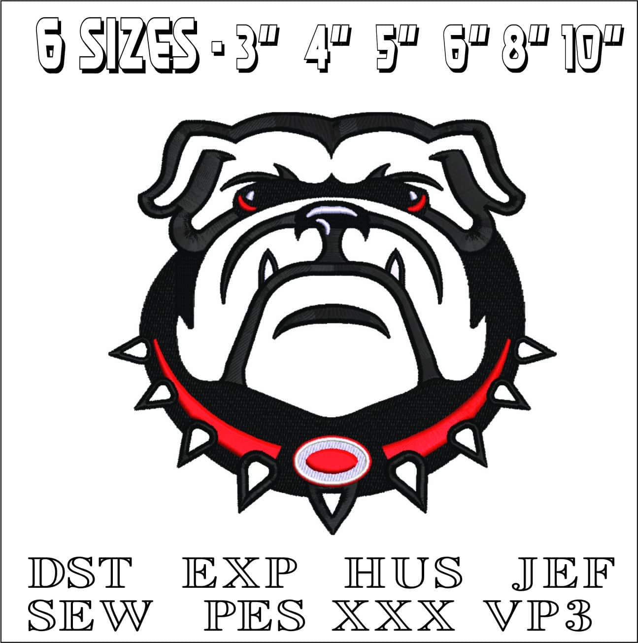 Bulldog Face Applique- Elegant embroidery design file - instant download — view 2