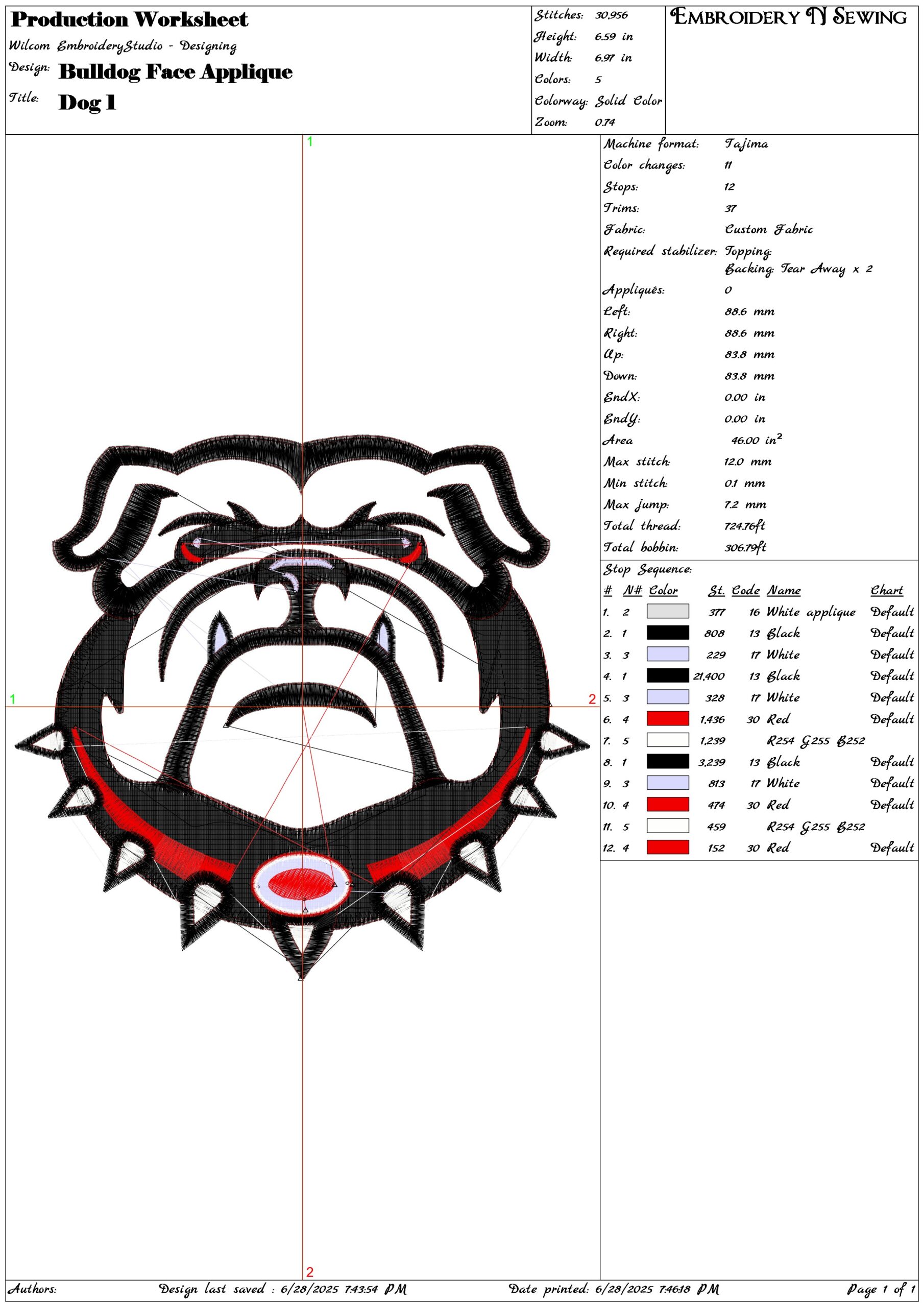 Bulldog Face Applique- Elegant embroidery design file - instant download — view 3