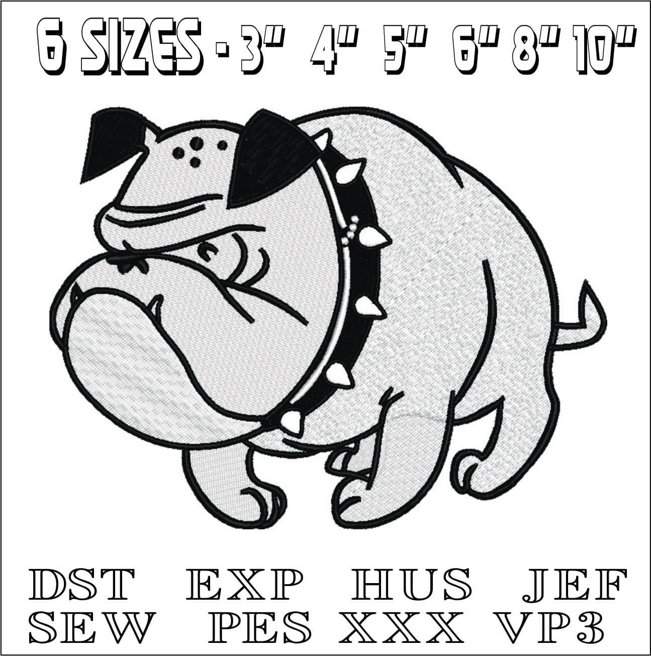 Bulldog Mascot 1960- Elegant embroidery design file - instant download — view 2