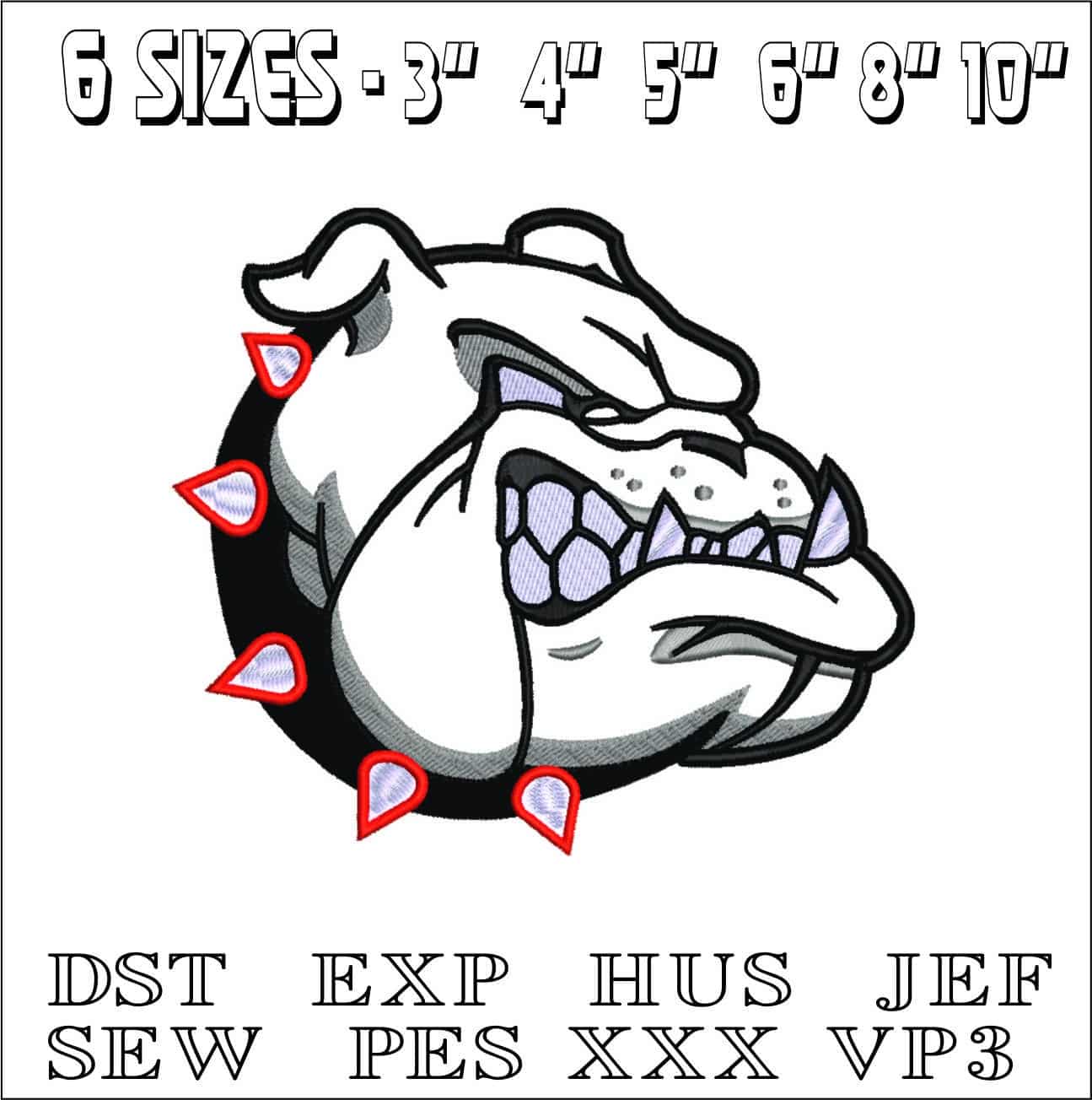Bulldog side growl Applique- Elegant embroidery design file - instant download — view 2