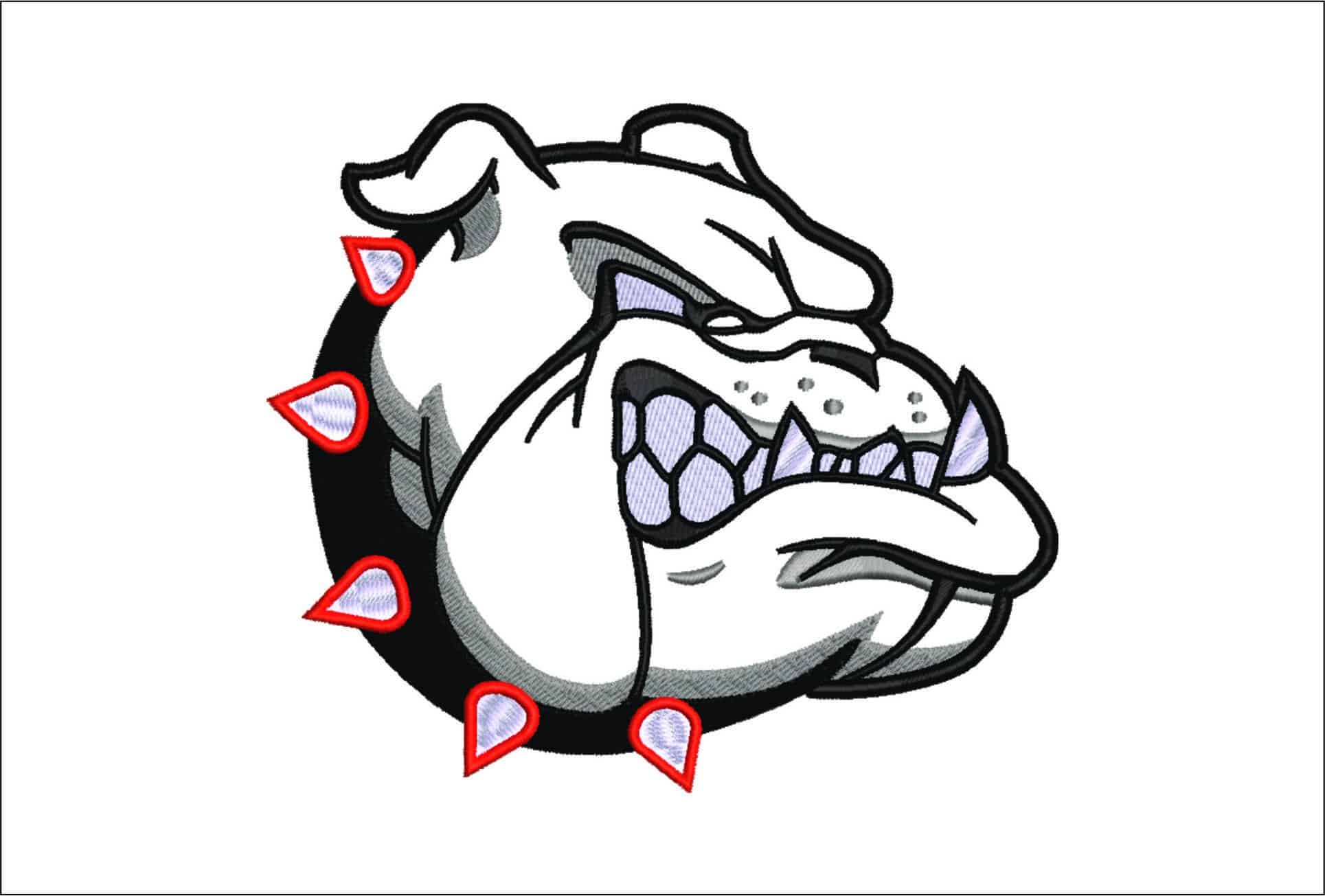 Bulldog side growl Applique- Elegant embroidery design file - instant download