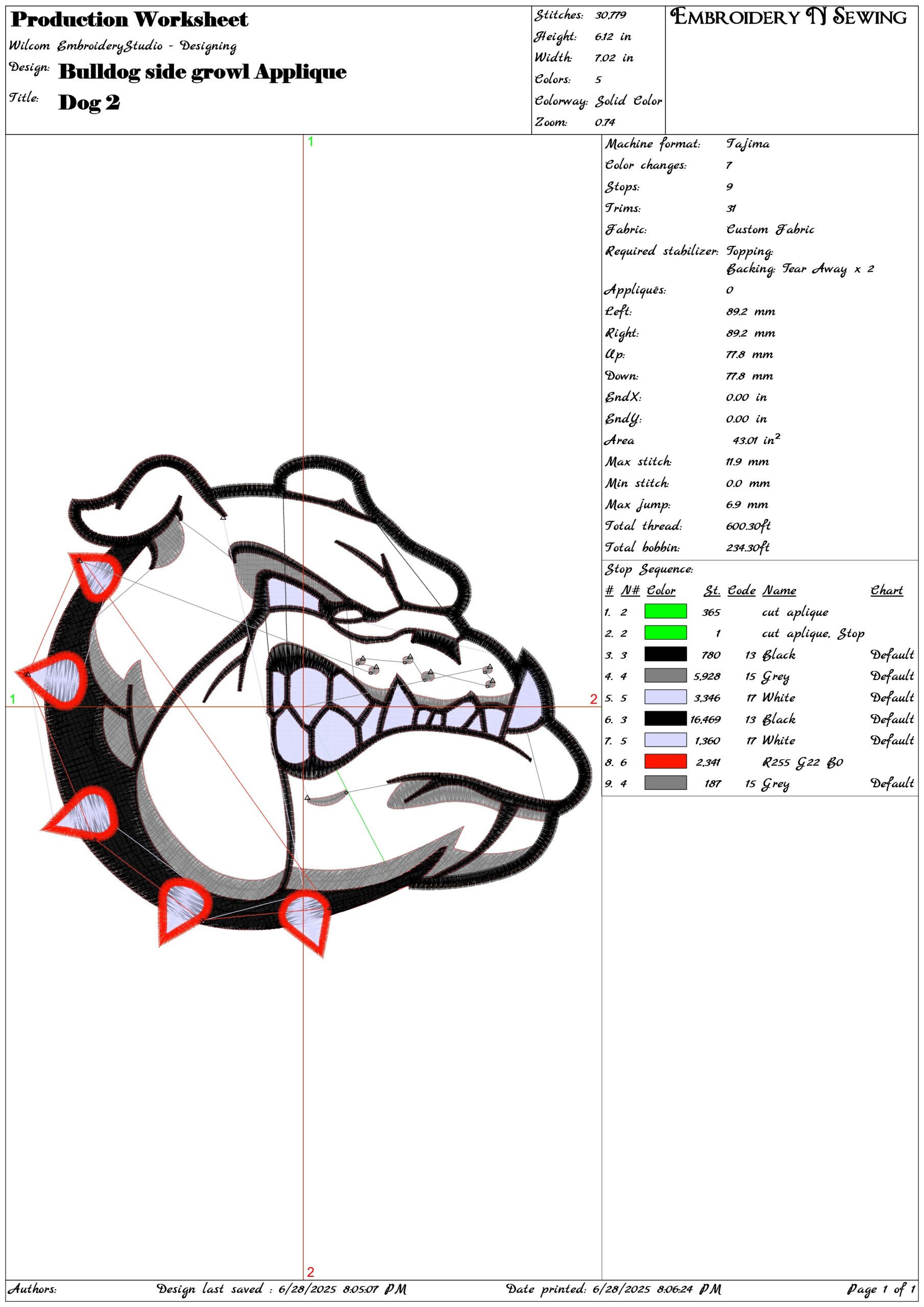 Bulldog side growl Applique- Elegant embroidery design file - instant download — view 3