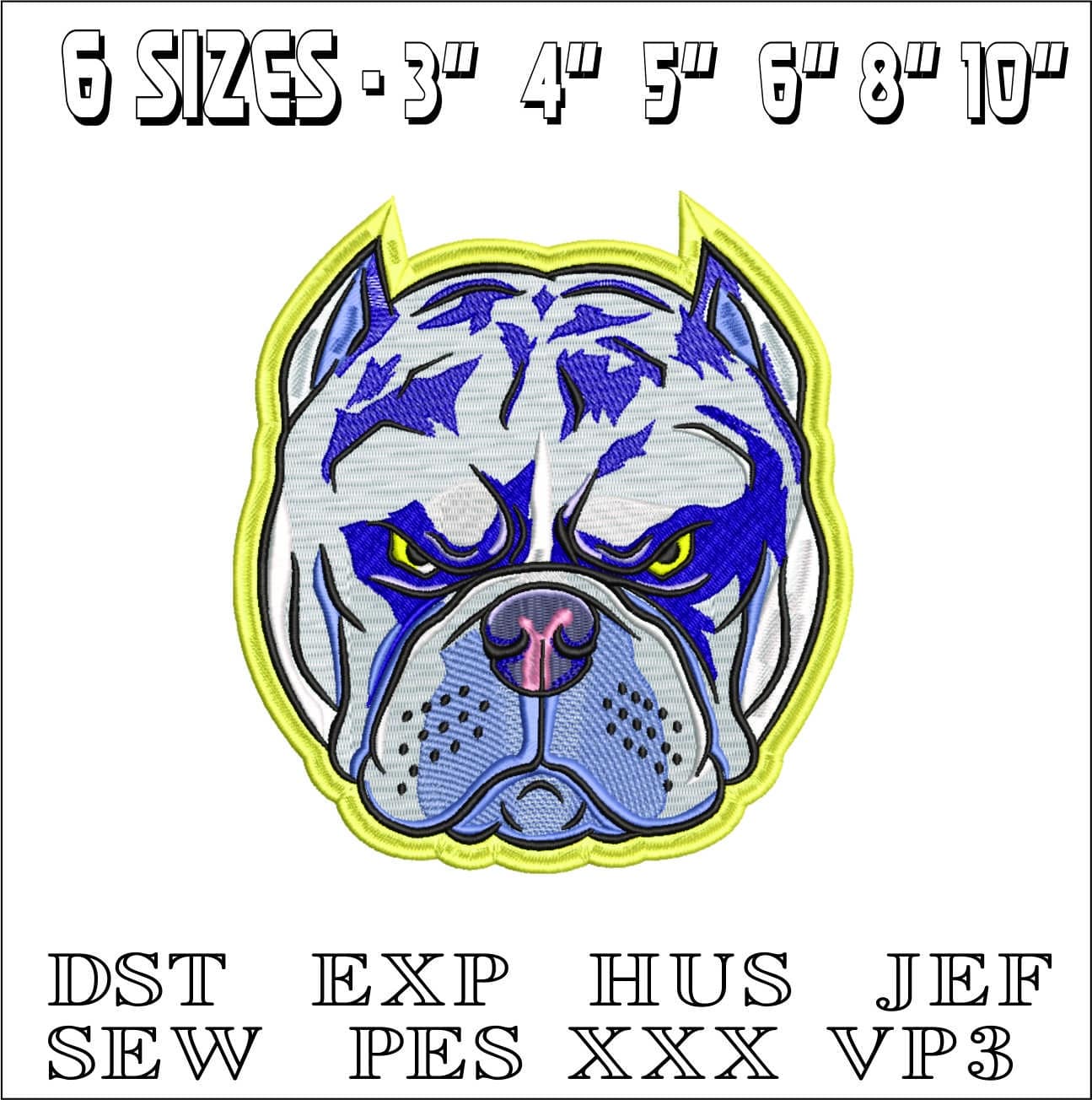 Bully Head- Elegant embroidery design file - instant download — view 2