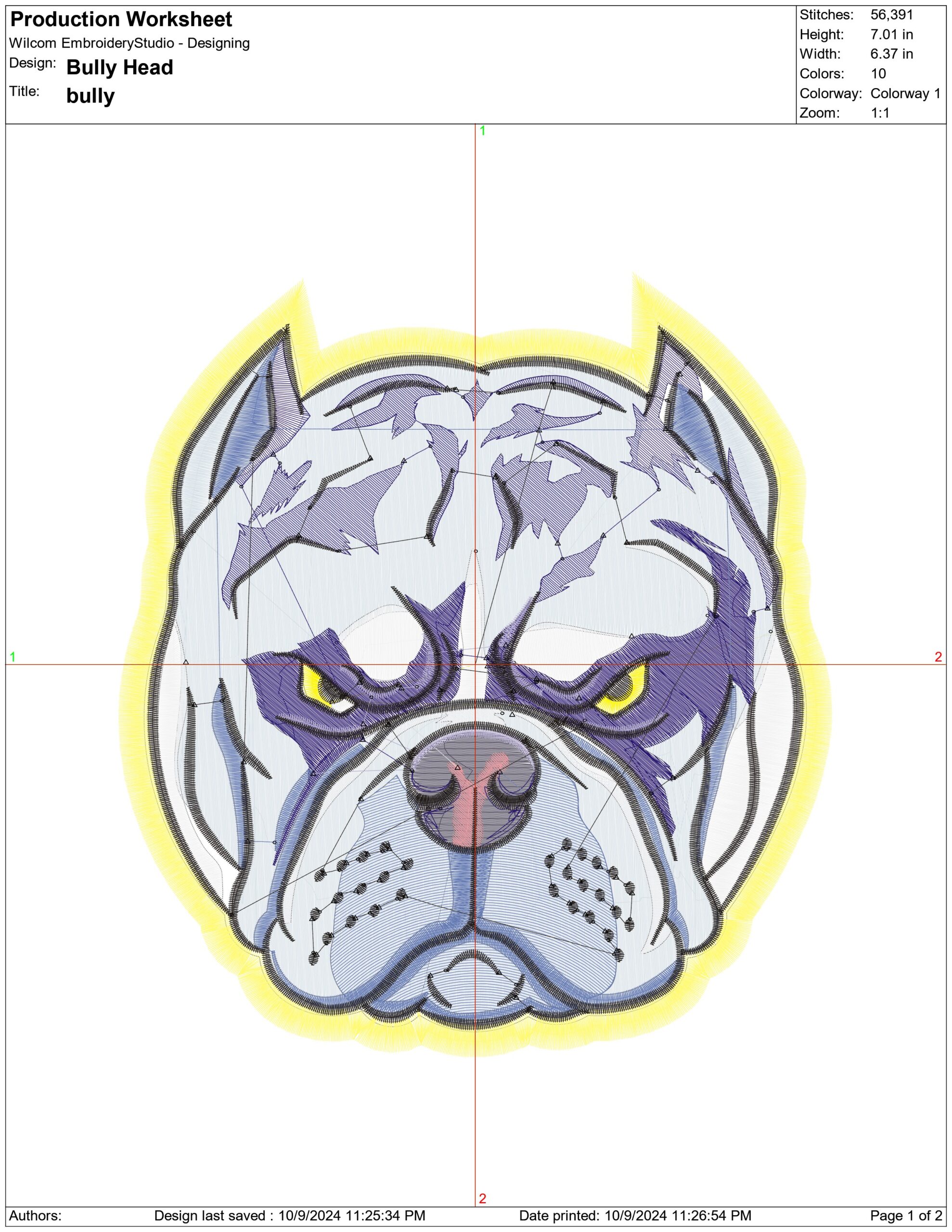 Bully Head- Elegant embroidery design file - instant download — view 4
