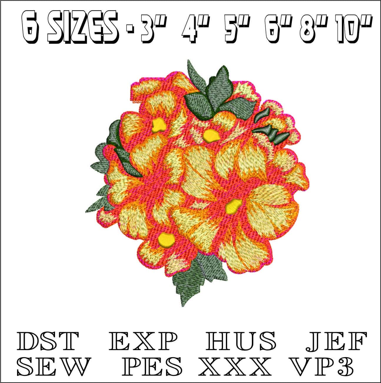 Bunch of Lily flowers- Elegant embroidery design file - instant download — view 2