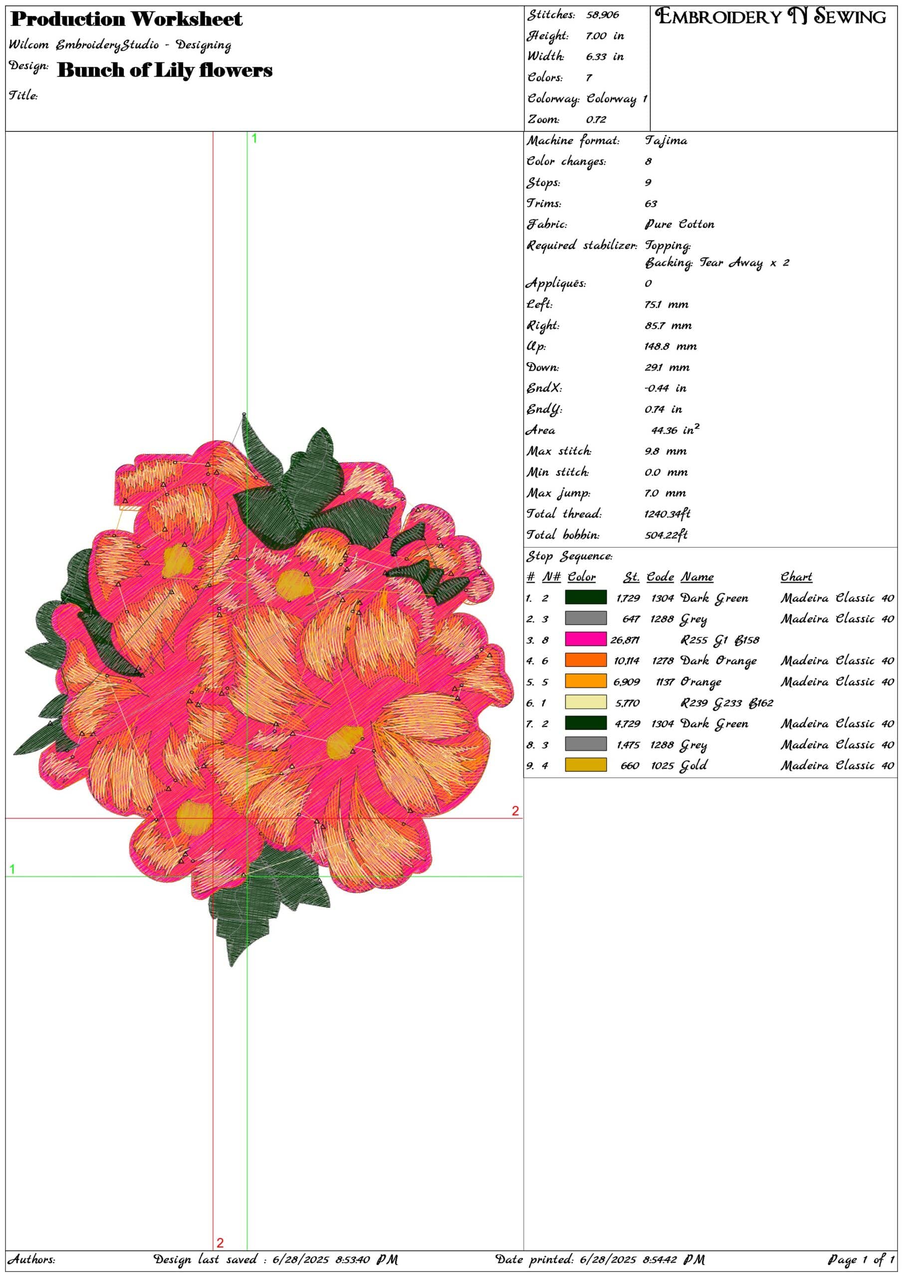 Bunch of Lily flowers- Elegant embroidery design file - instant download — view 3