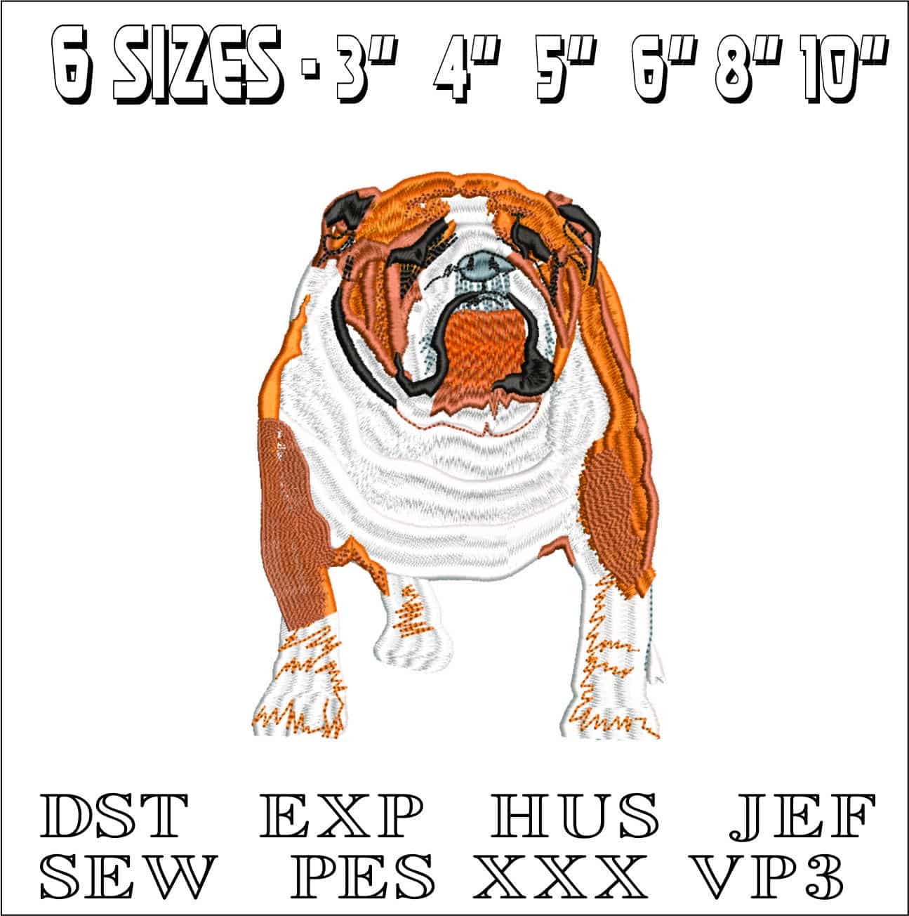Butch Bulldog- Elegant embroidery design file - instant download — view 2
