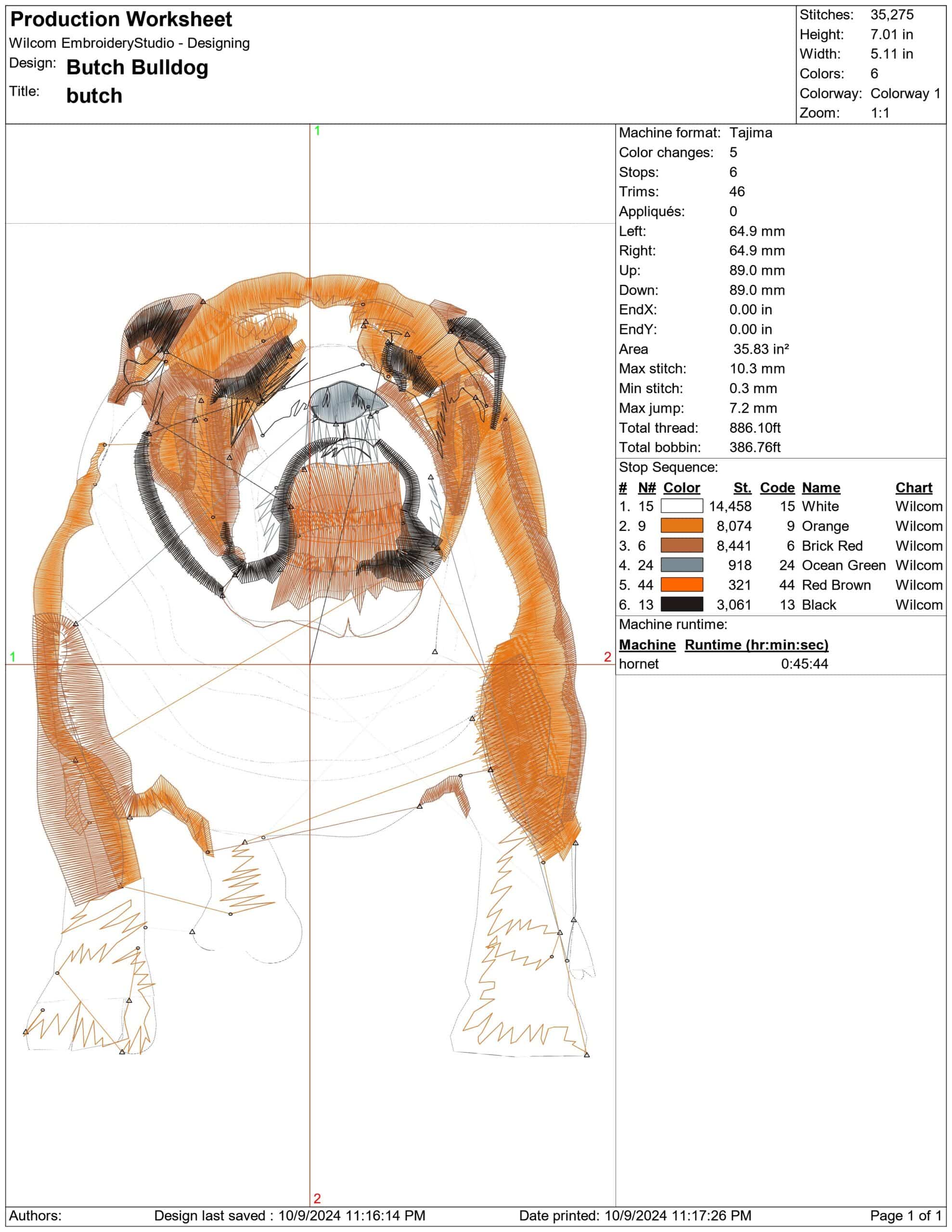 Butch Bulldog- Elegant embroidery design file - instant download — view 3