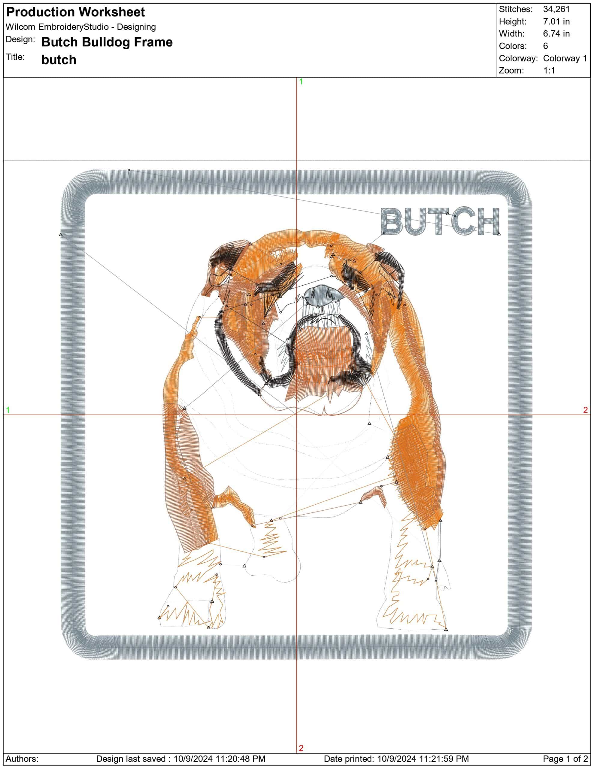 Butch Bulldog Frame- Elegant embroidery design file - instant download — view 4