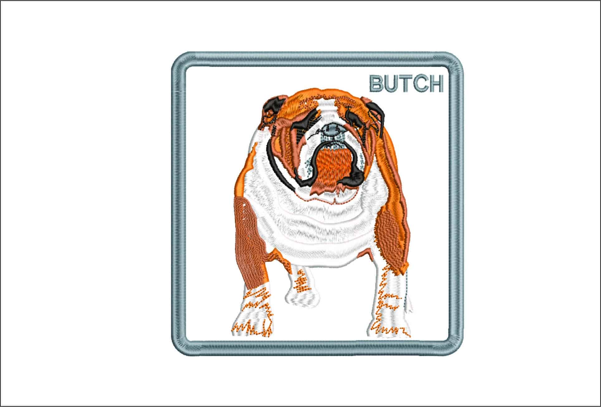 Butch Bulldog Frame- Elegant embroidery design file - instant download