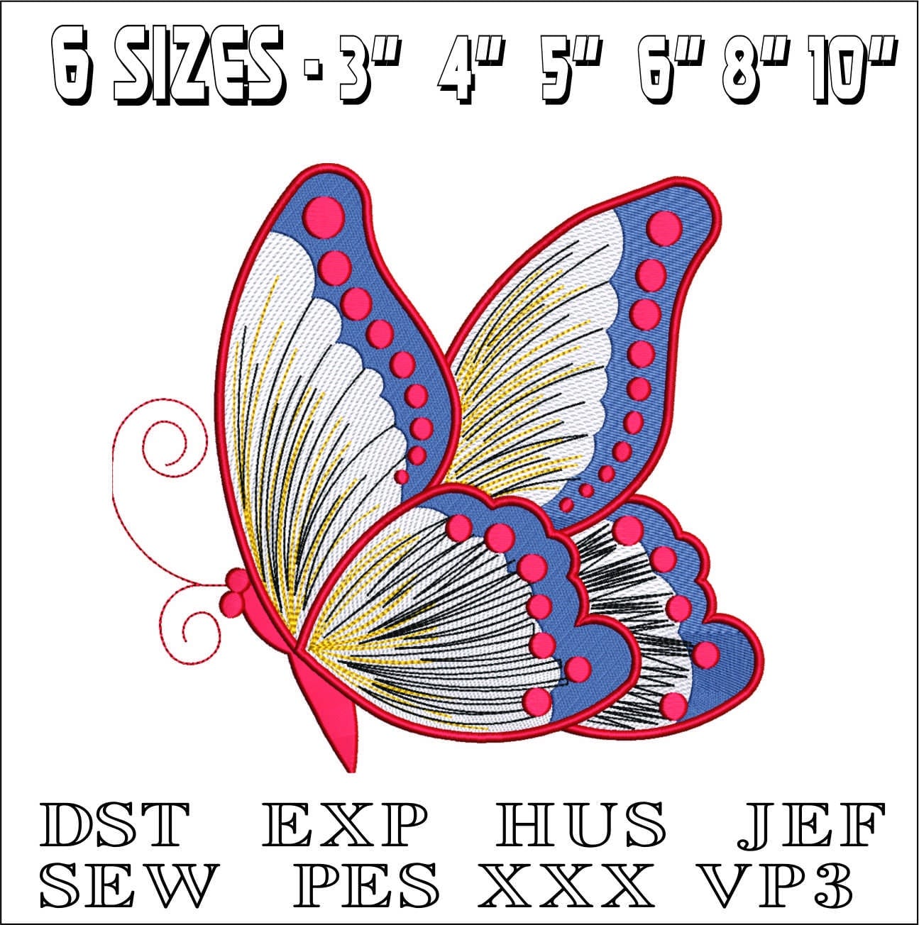 Butterfly- Elegant embroidery design file - instant download — view 2