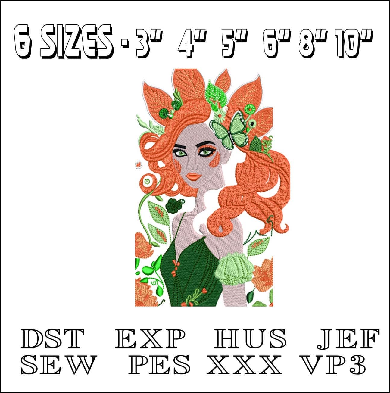 Butterfly Lady- Elegant embroidery design file - instant download — view 2