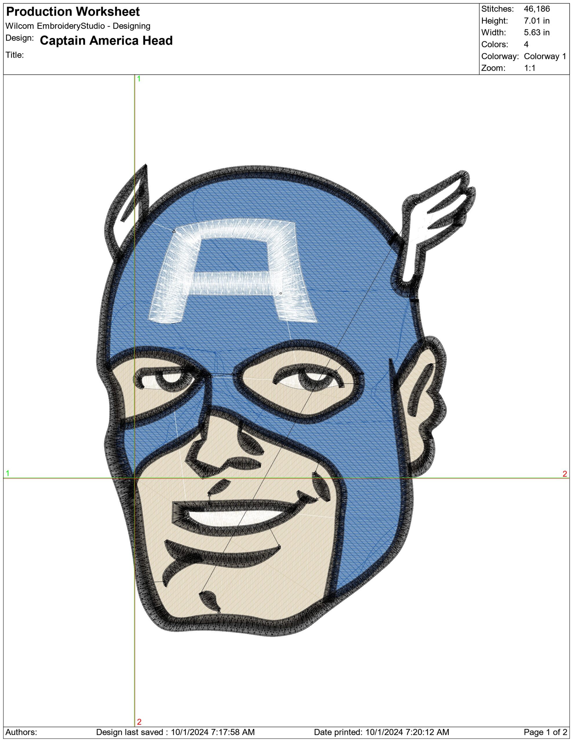 captain America Head- Elegant embroidery design file - instant download — view 3