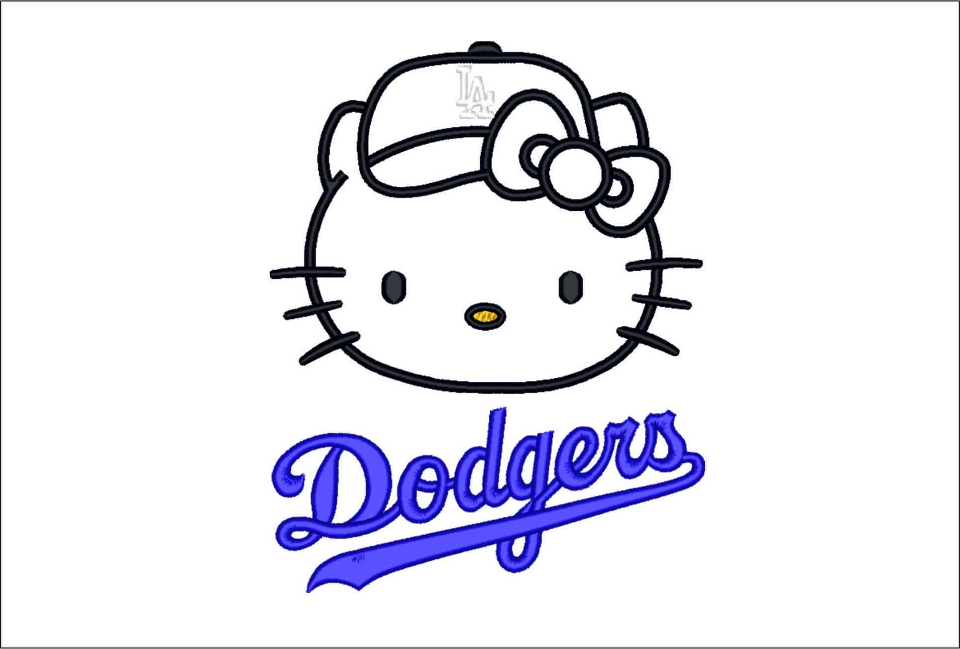 Hello Kitty Head With Hat LA Dodgers for Applique - embroidery design - embroidery file - instant download