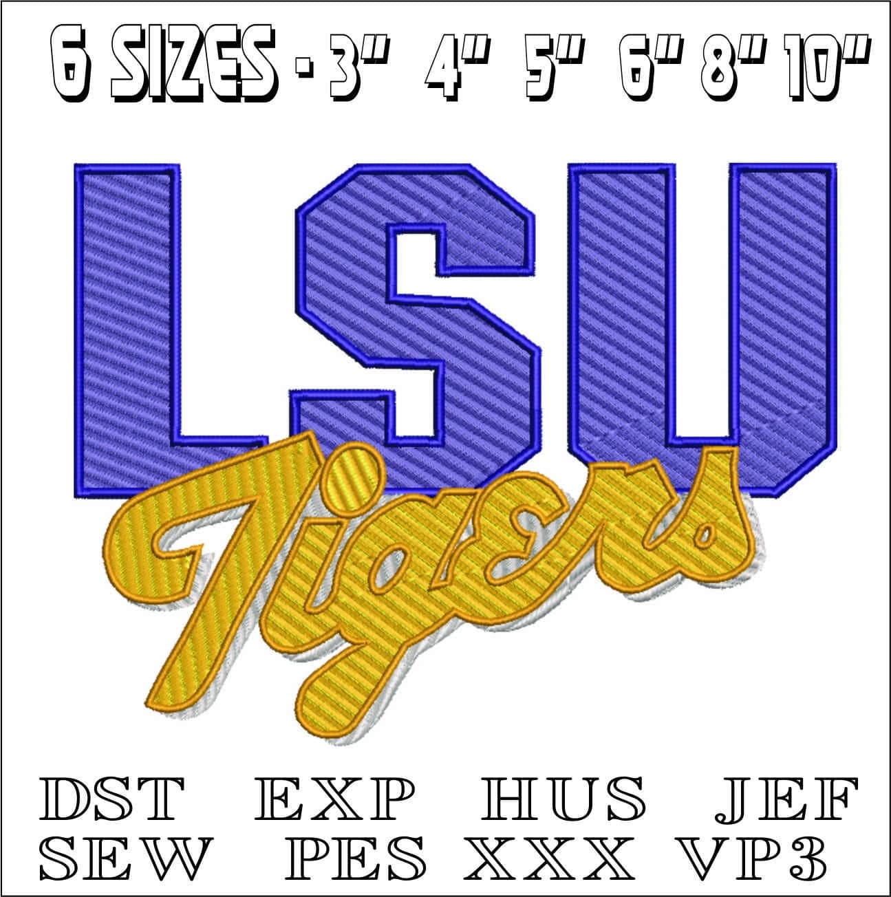 LSU Fighting Tigers embroidery design 1988 - 2002 - Fighting Tigers Logo - Louisiana State University  Logo  embroidery machine  pattern embroidery file — view 2