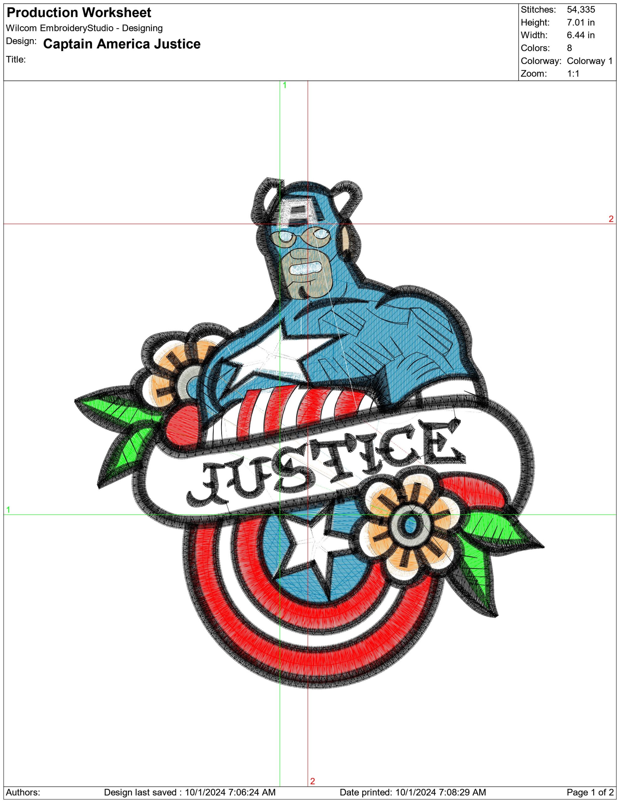 Captain America Justice- Elegant embroidery design file - instant download — view 4