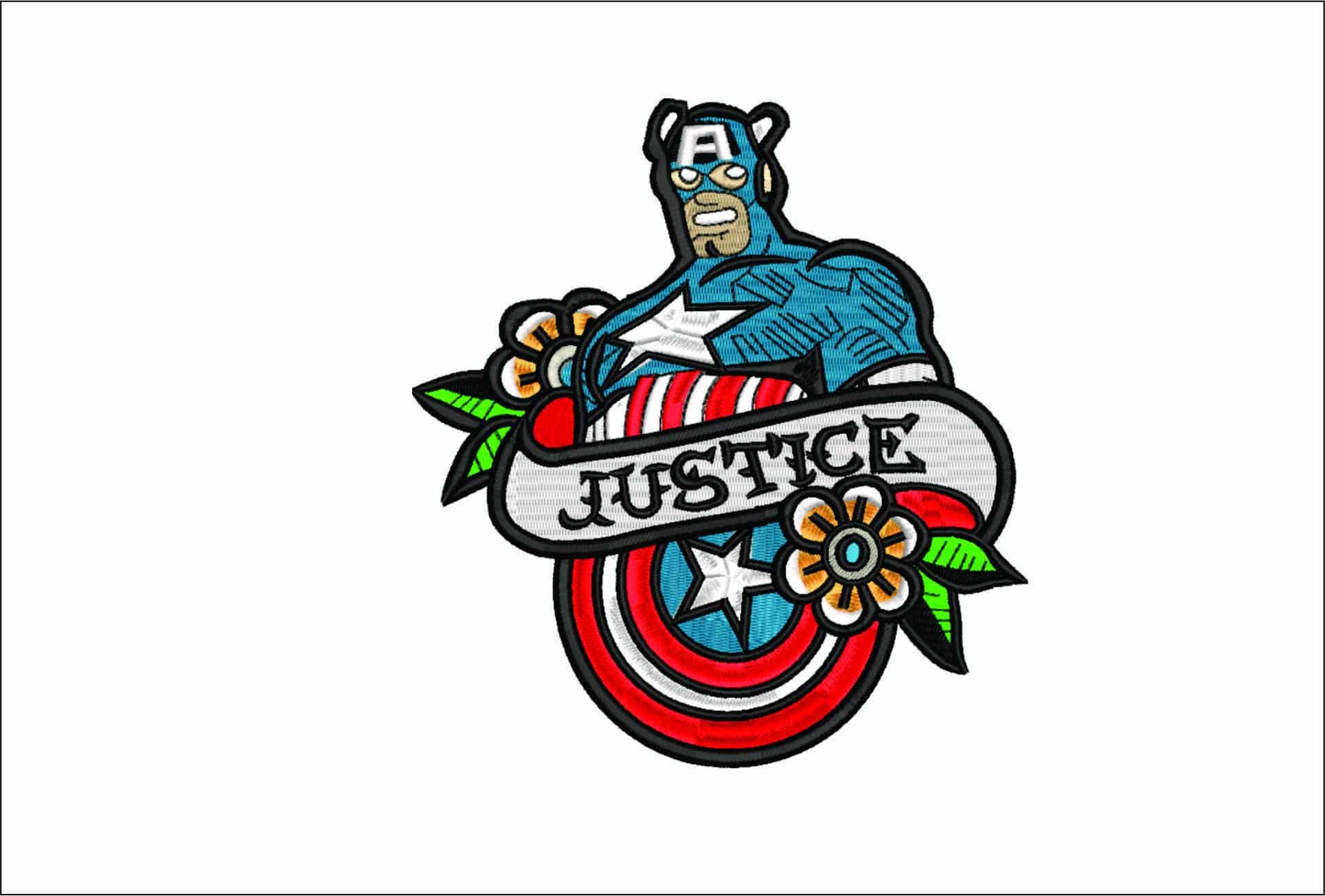 Captain America Justice- Elegant embroidery design file - instant download