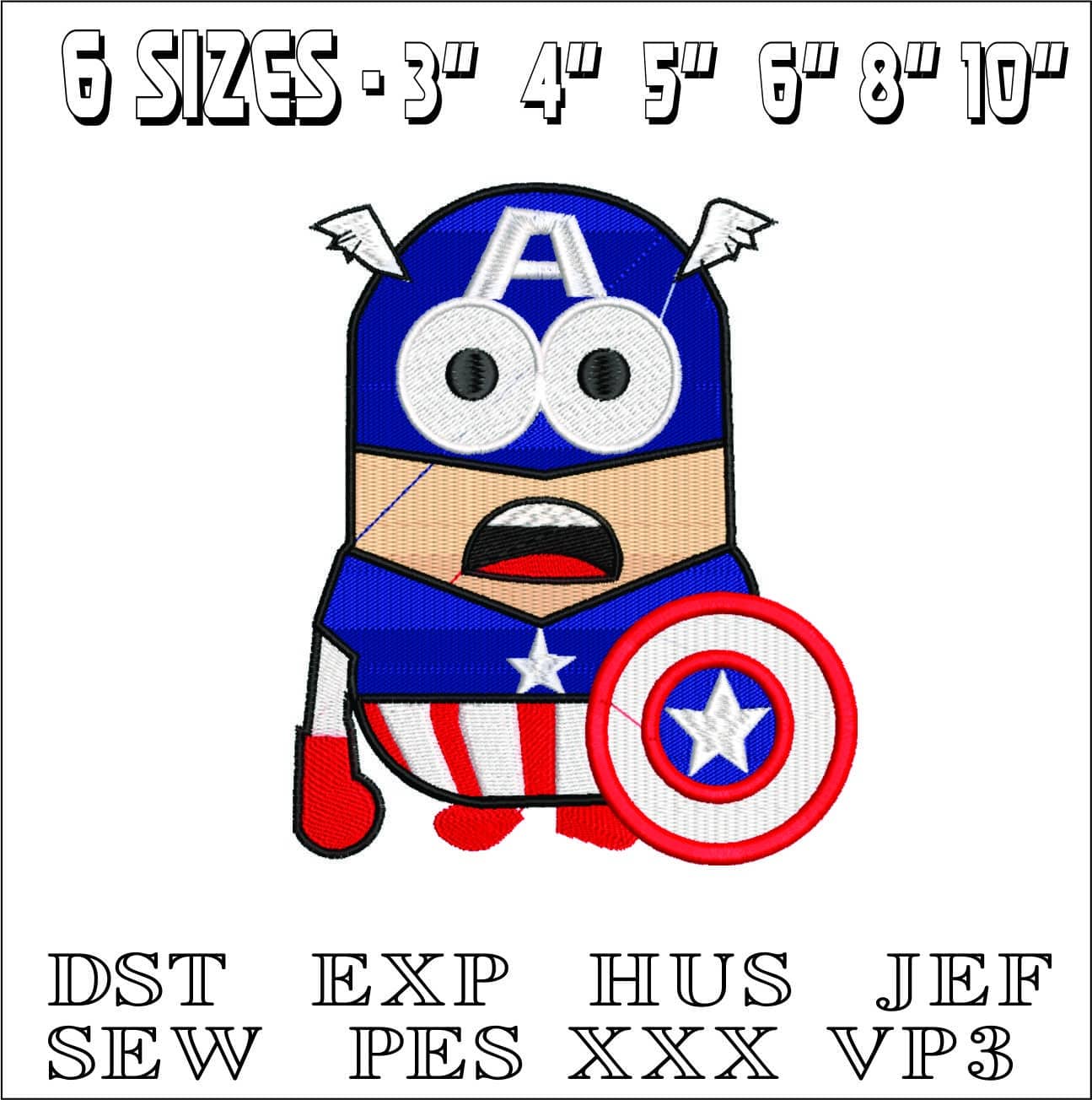 Captain America Minion- Elegant embroidery design file - instant download — view 2