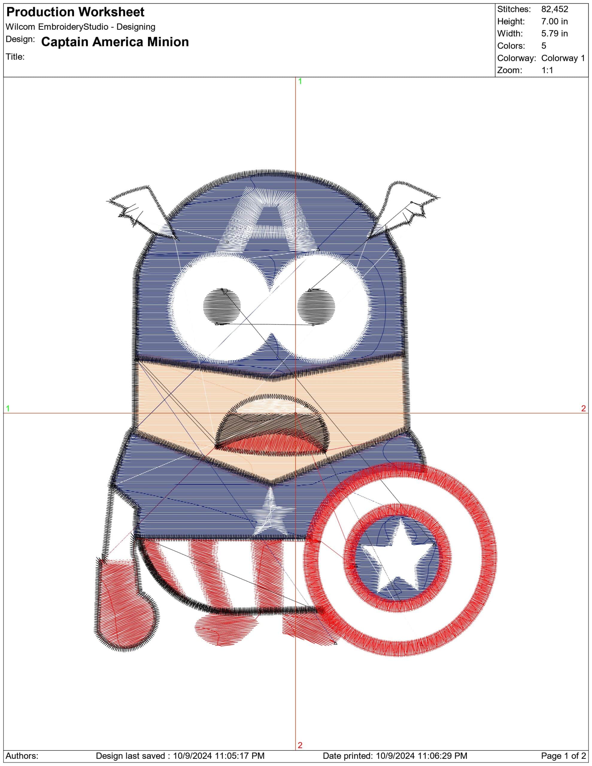 Captain America Minion- Elegant embroidery design file - instant download — view 4
