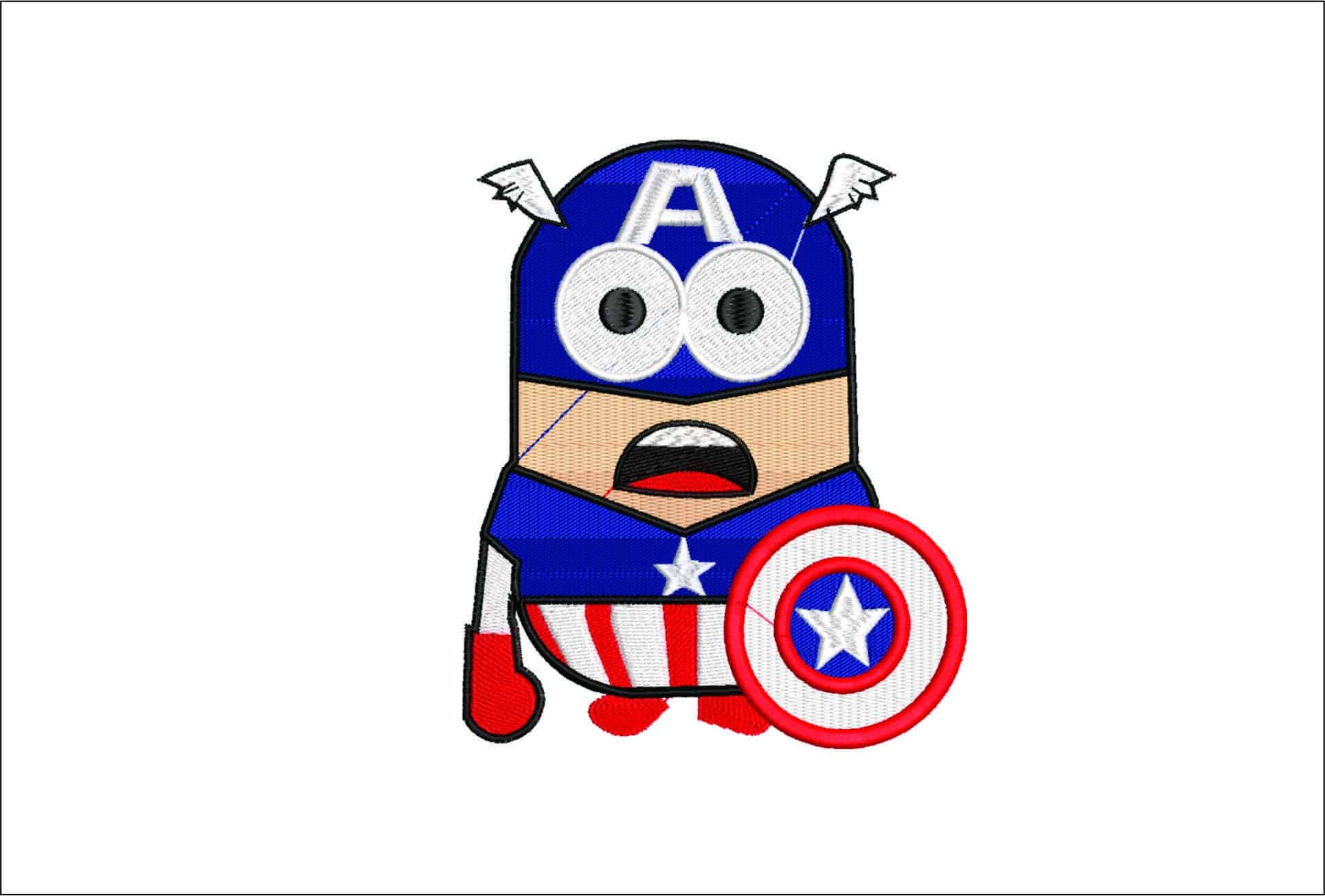 Captain America Minion- Elegant embroidery design file - instant download