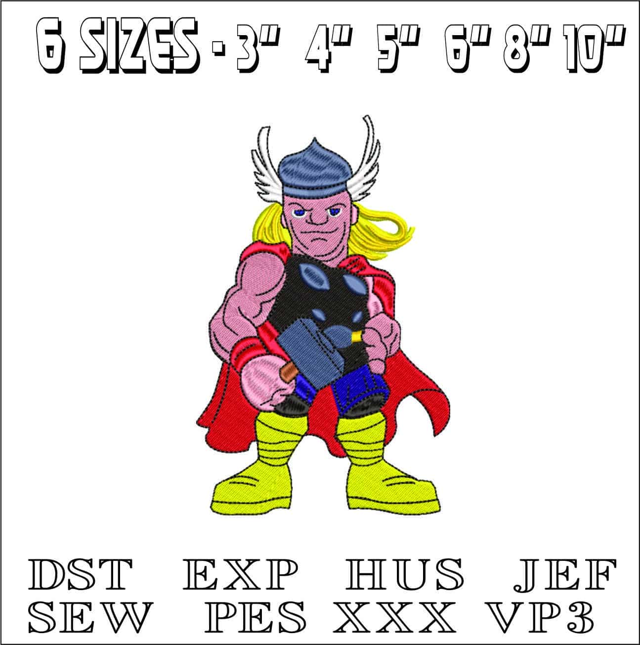 Cartoon Thor- Elegant embroidery design file - instant download — view 2
