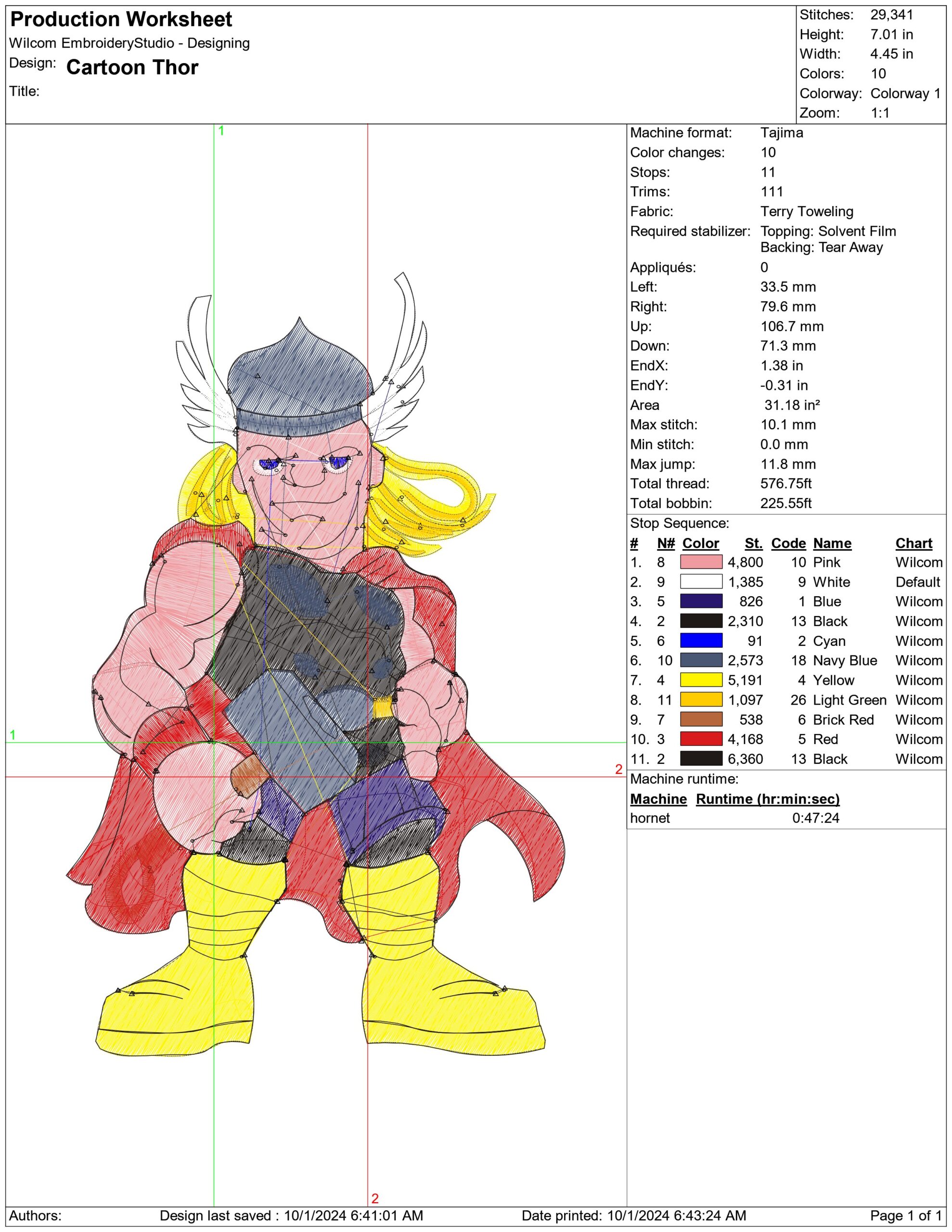 Cartoon Thor- Elegant embroidery design file - instant download — view 3