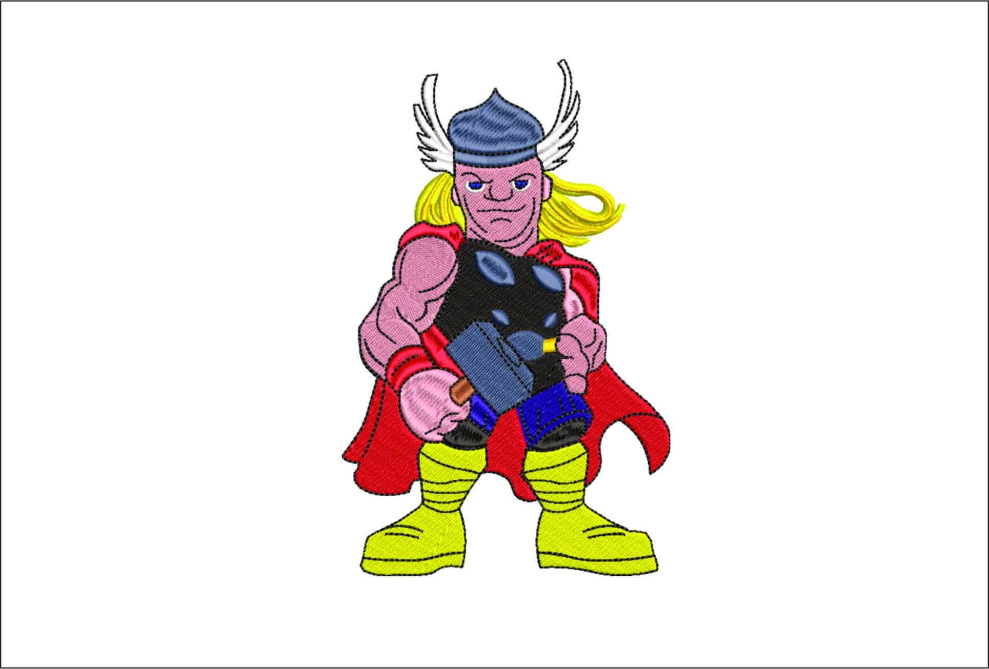 Cartoon Thor- Elegant embroidery design file - instant download