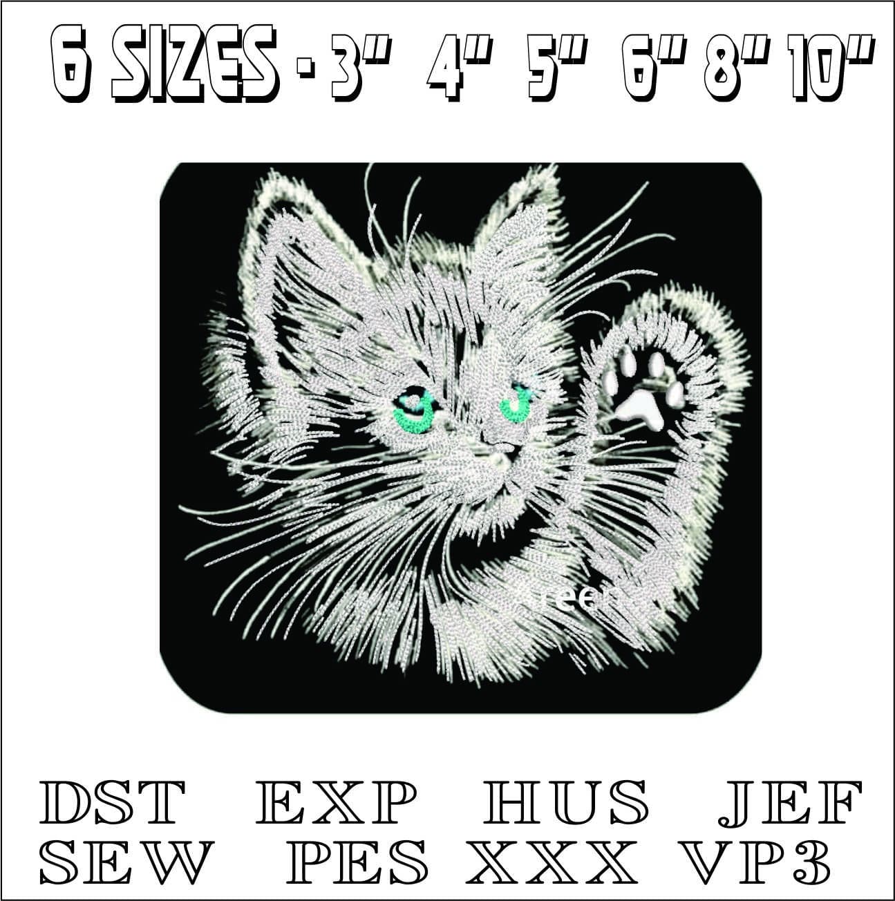 Cat- Elegant embroidery design file - instant download — view 2