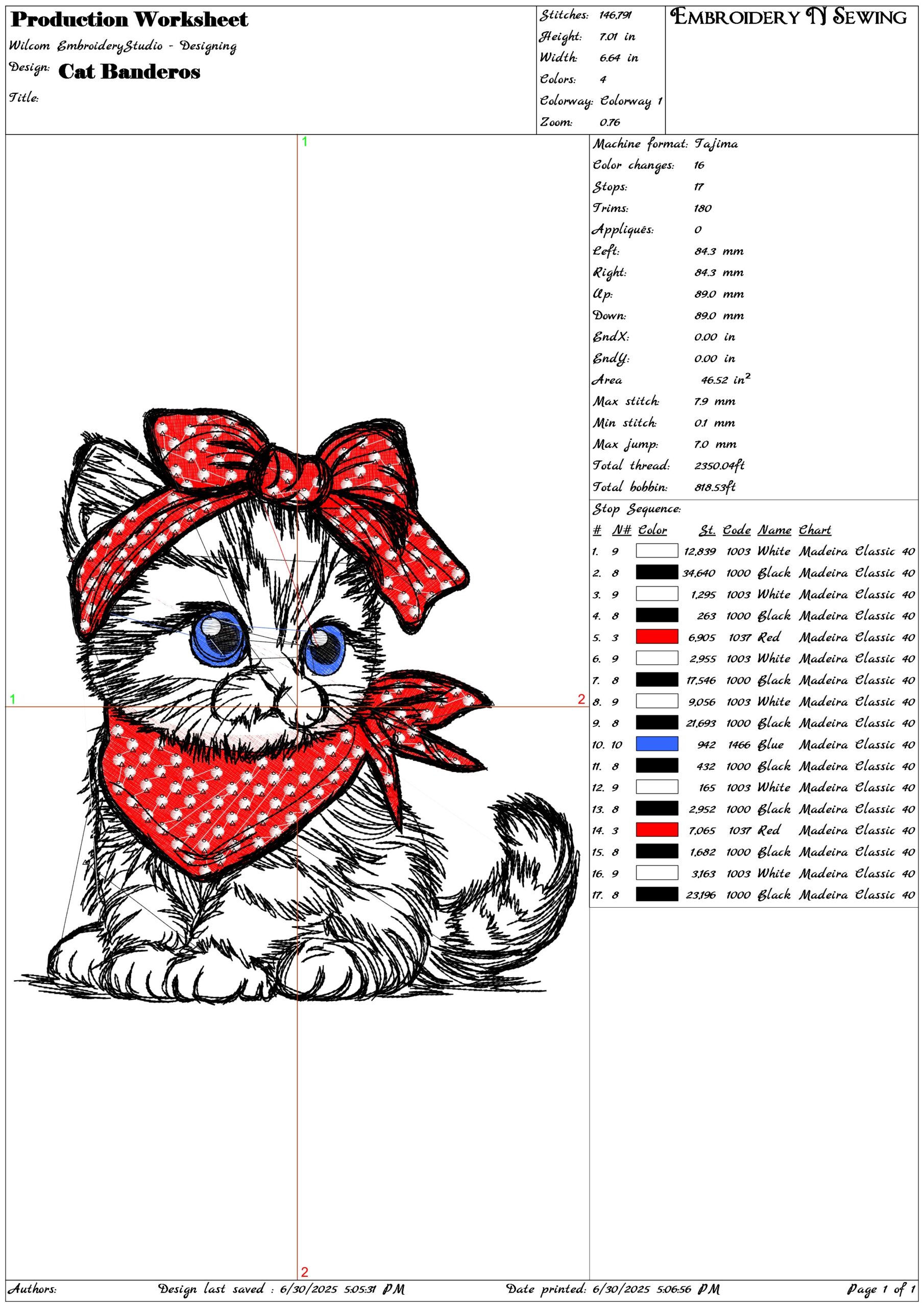 Cat Banderos- Elegant embroidery design file - instant download — view 3