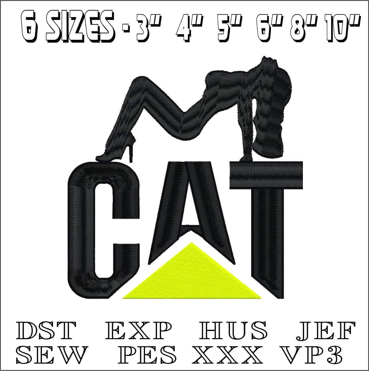 CAT Caterpillar Lady- Elegant embroidery design file - instant download — view 2