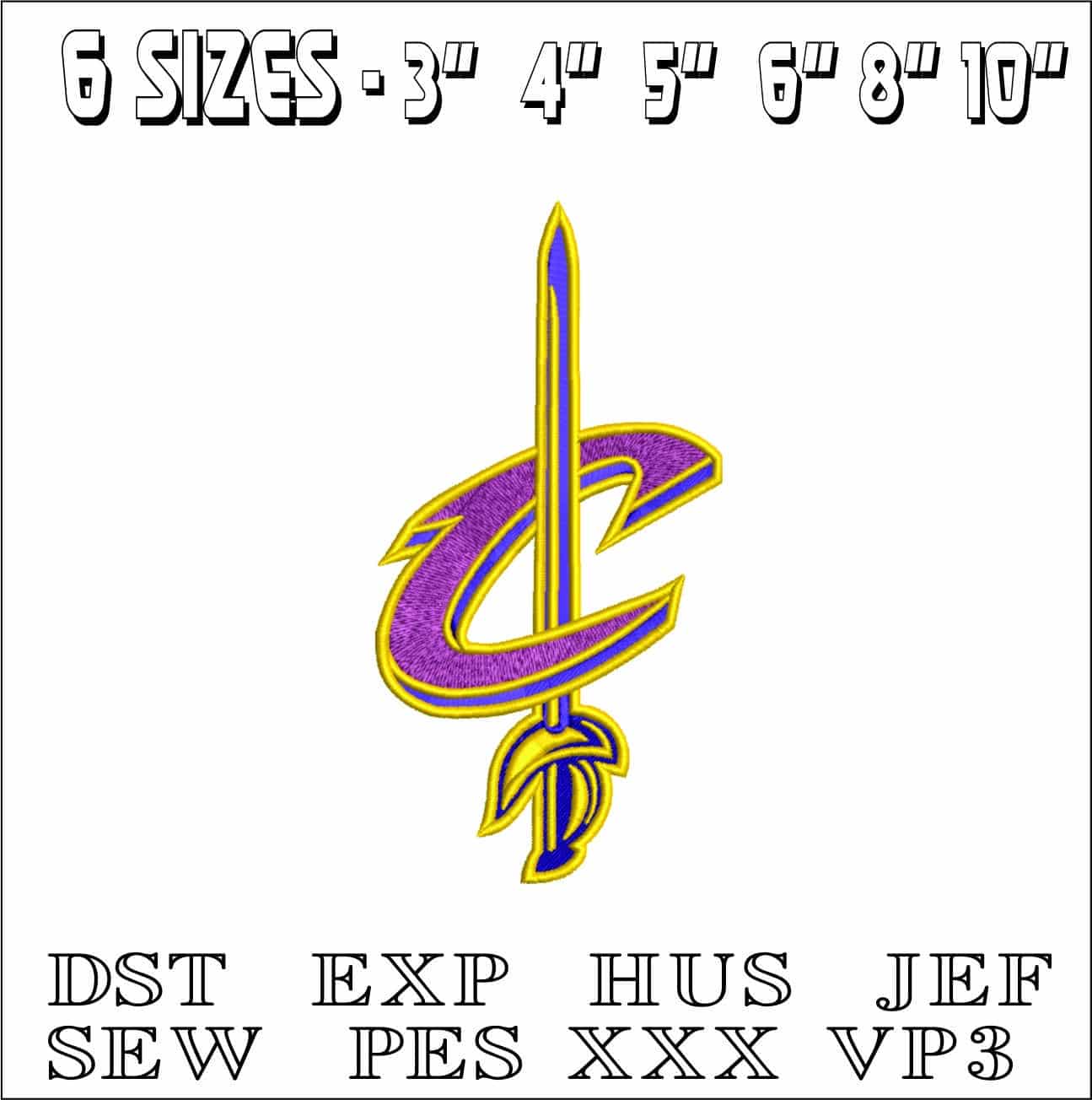 Cavs Sword Logo- Elegant embroidery design file - instant download — view 2