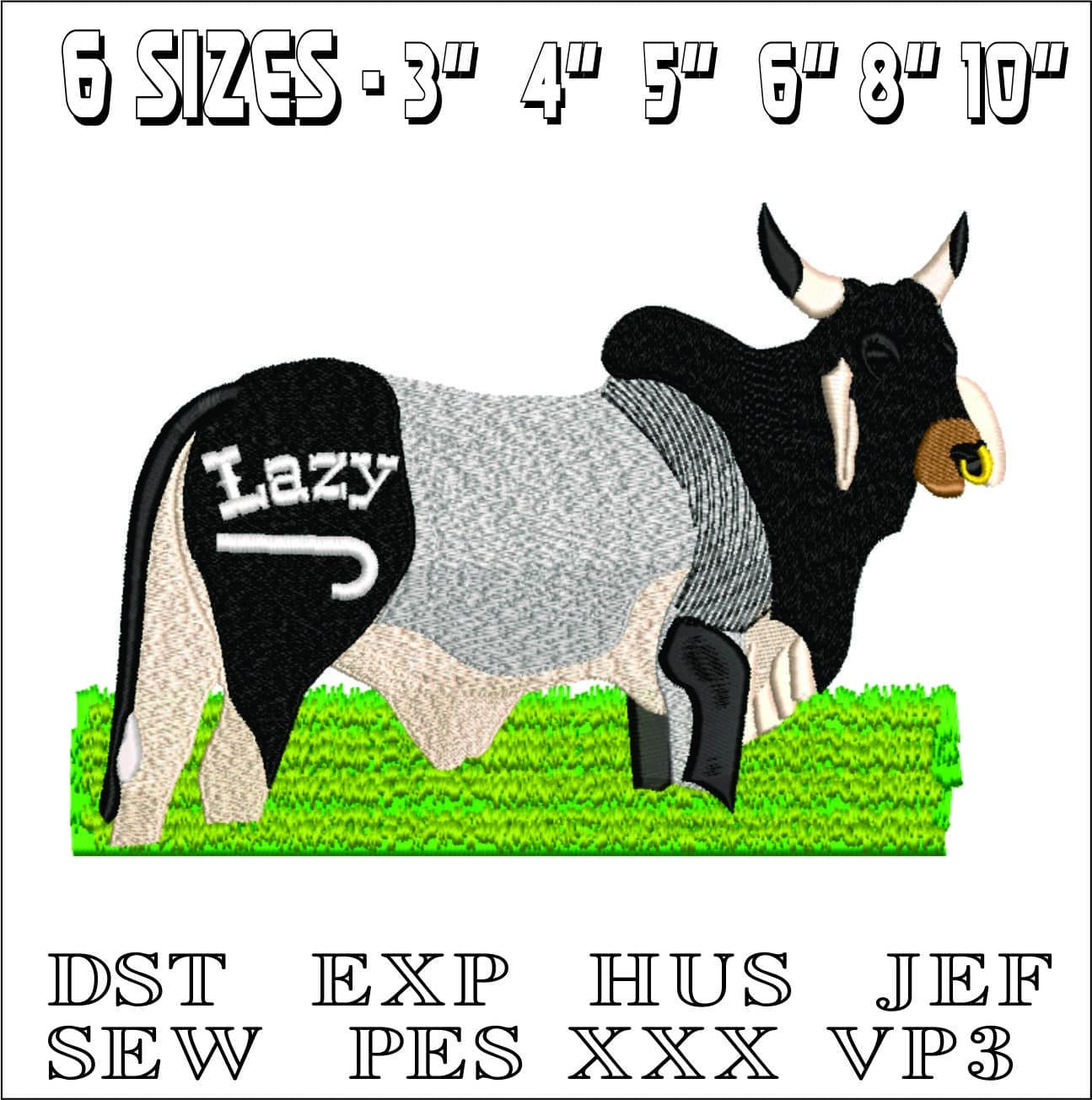 Cebu Lazy Cow- Elegant embroidery design file - instant download — view 2