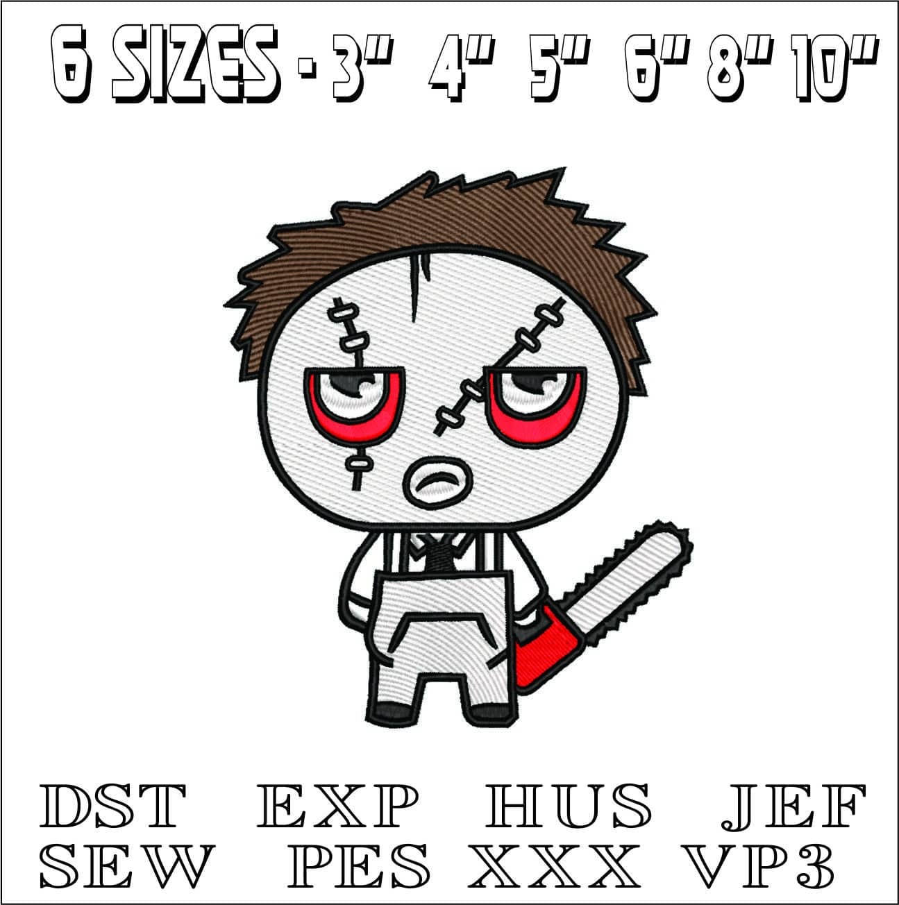 Chainsaw Halloween- Elegant embroidery design file - instant download — view 2