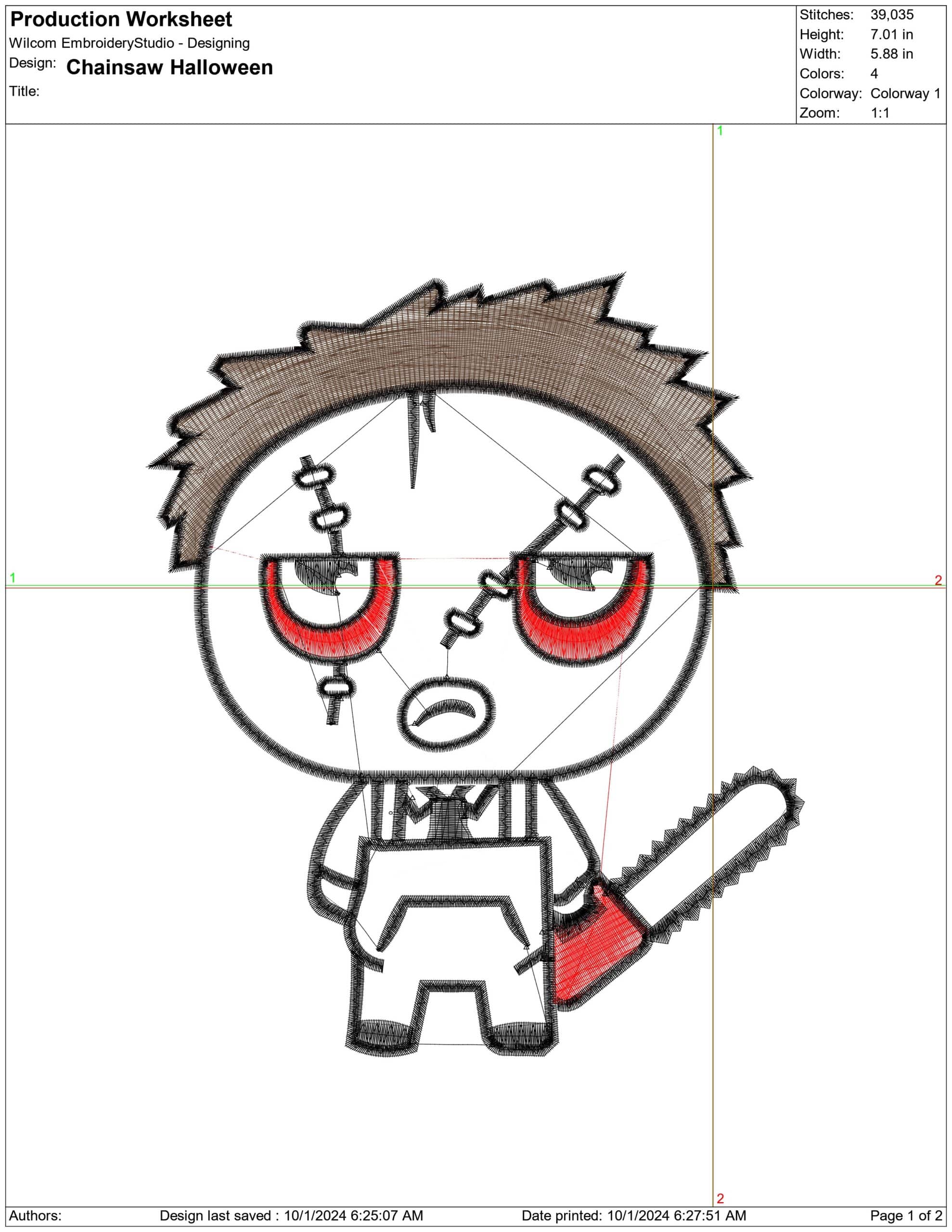 Chainsaw Halloween- Elegant embroidery design file - instant download — view 4