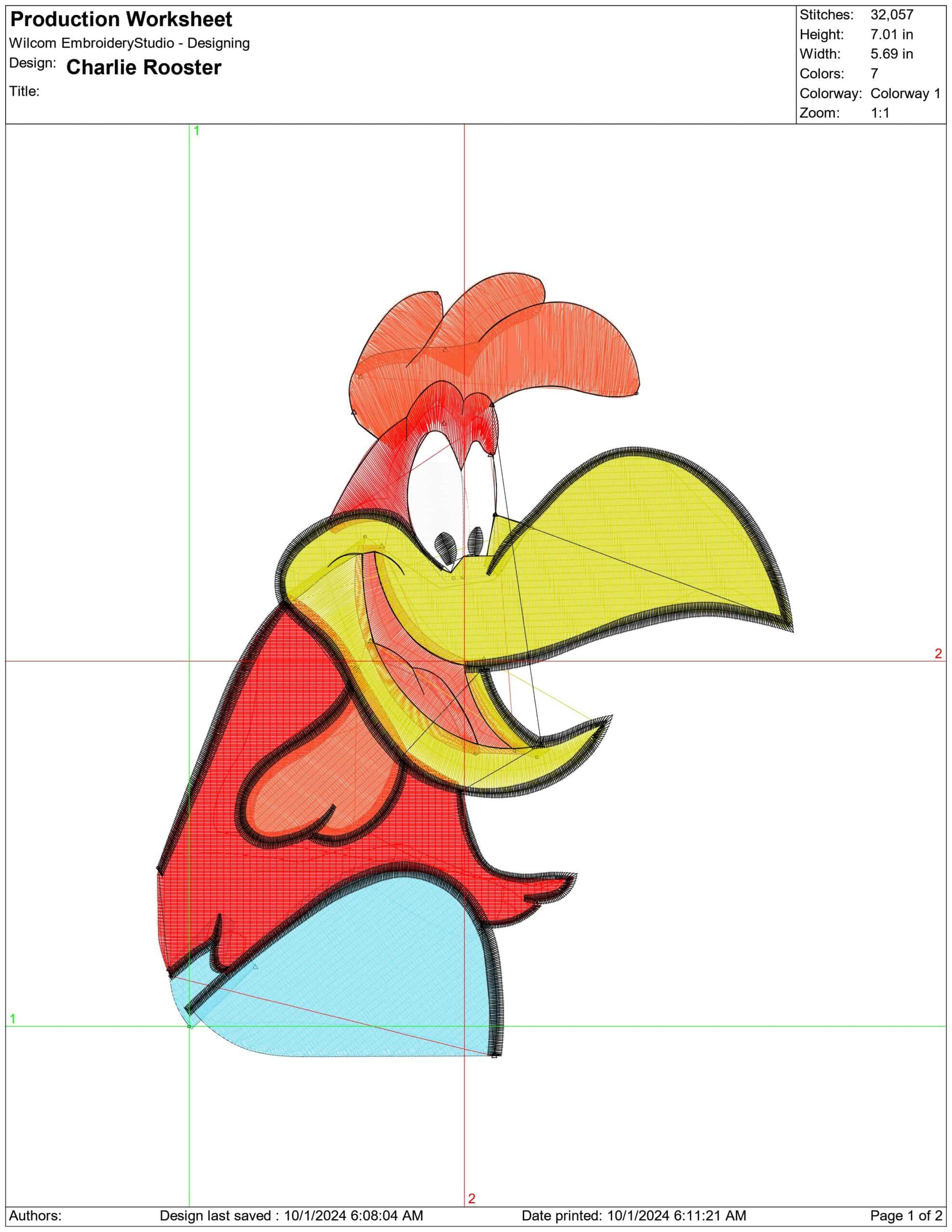 Charlie Rooster- Elegant embroidery design file - instant download — view 4