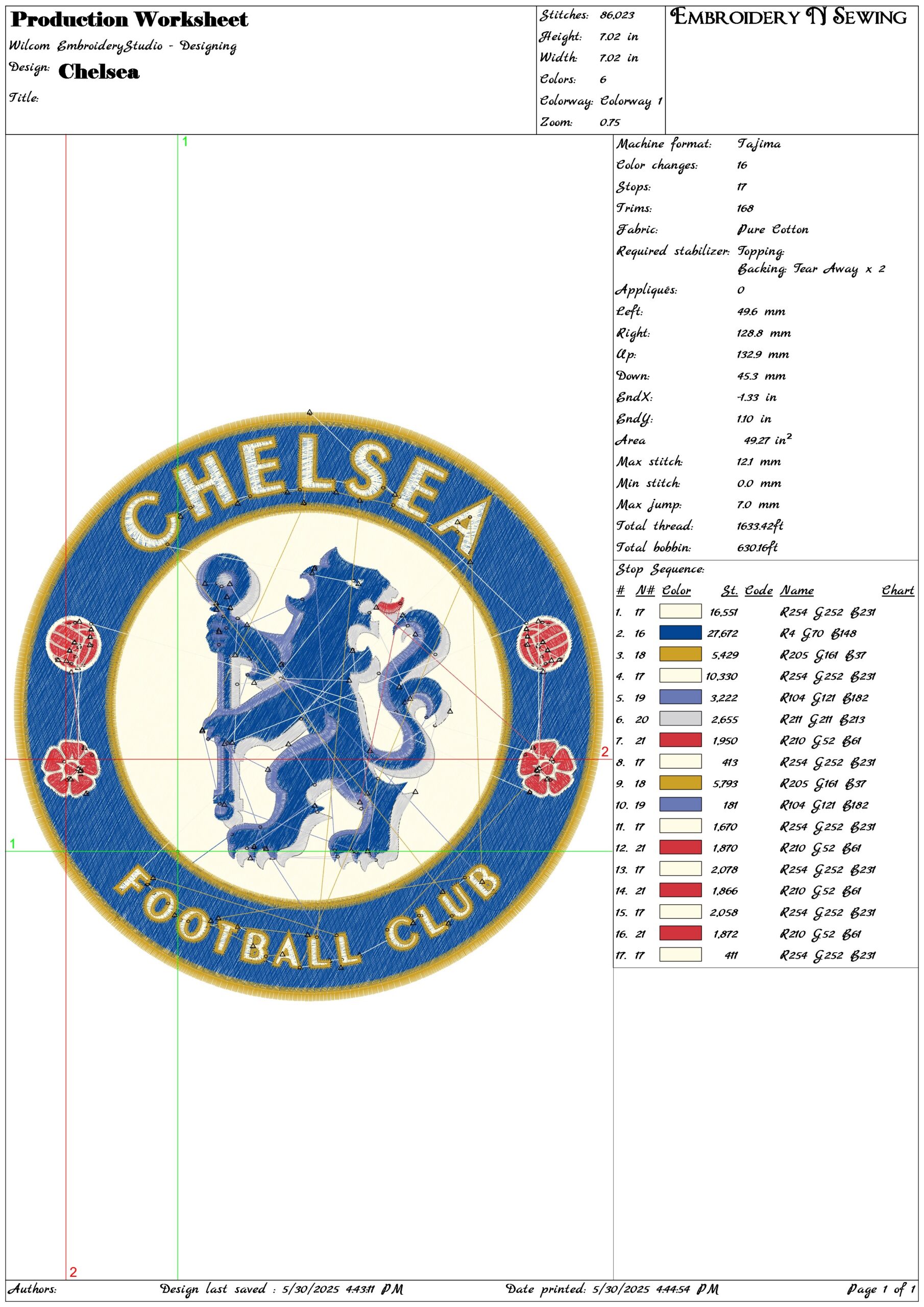 Chelsea FC- Elegant embroidery design file - instant download — view 3