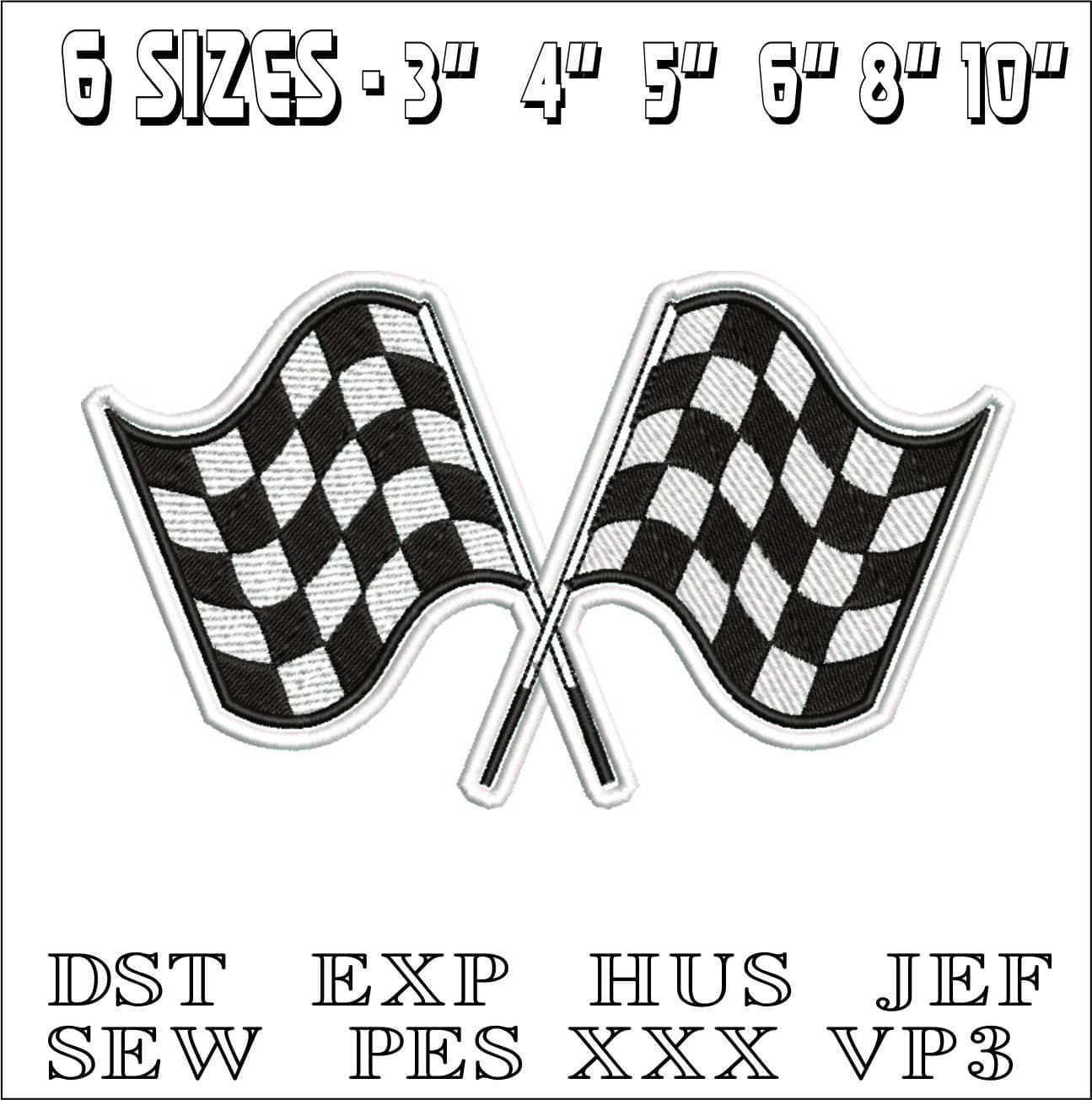 Chequered Flag- Elegant embroidery design file - instant download — view 2