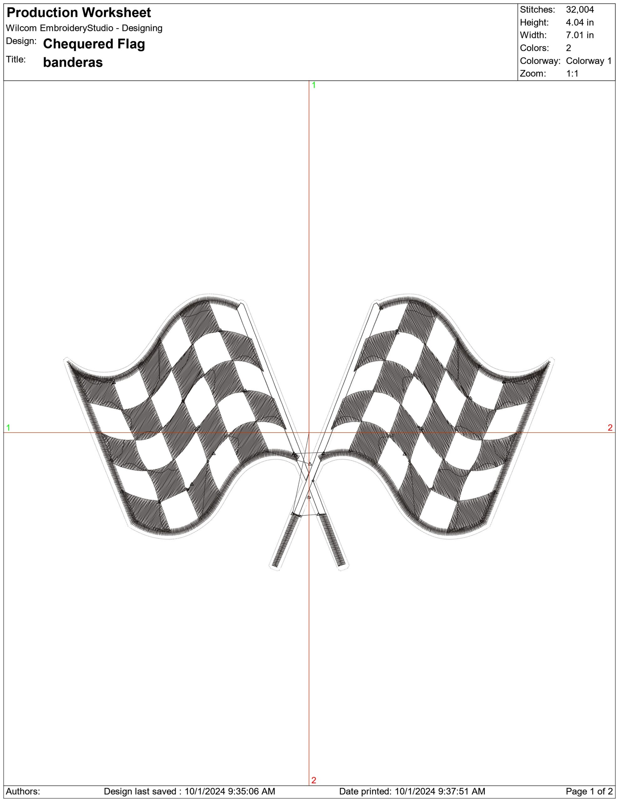 Chequered Flag- Elegant embroidery design file - instant download — view 4