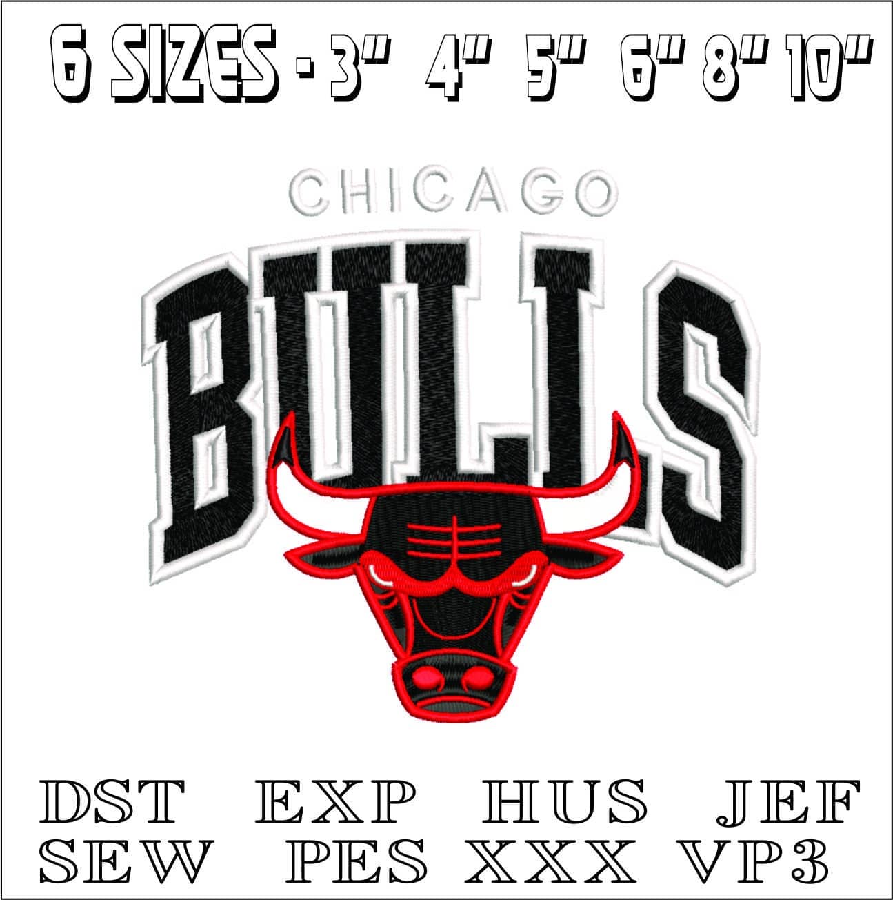 Chicago Bulls- Elegant embroidery design file - instant download — view 2