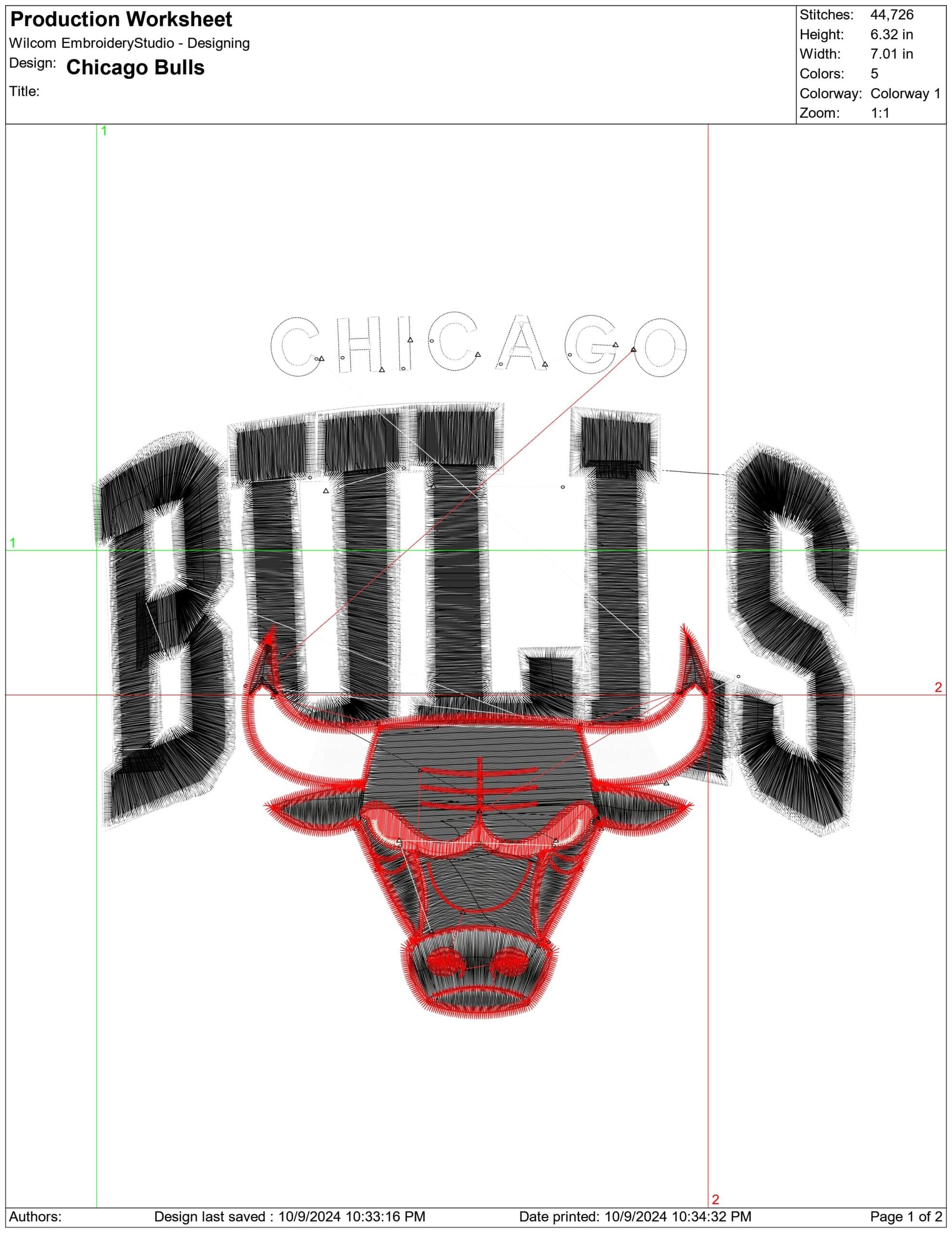 Chicago Bulls- Elegant embroidery design file - instant download — view 4