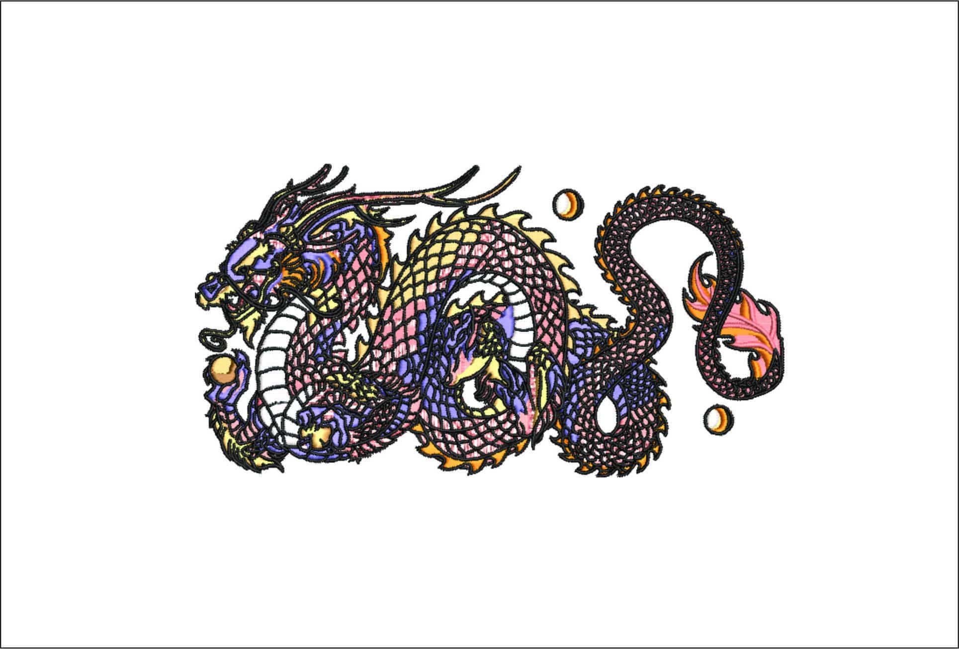 Chinese Dragon Elegant embroidery design file - instant download