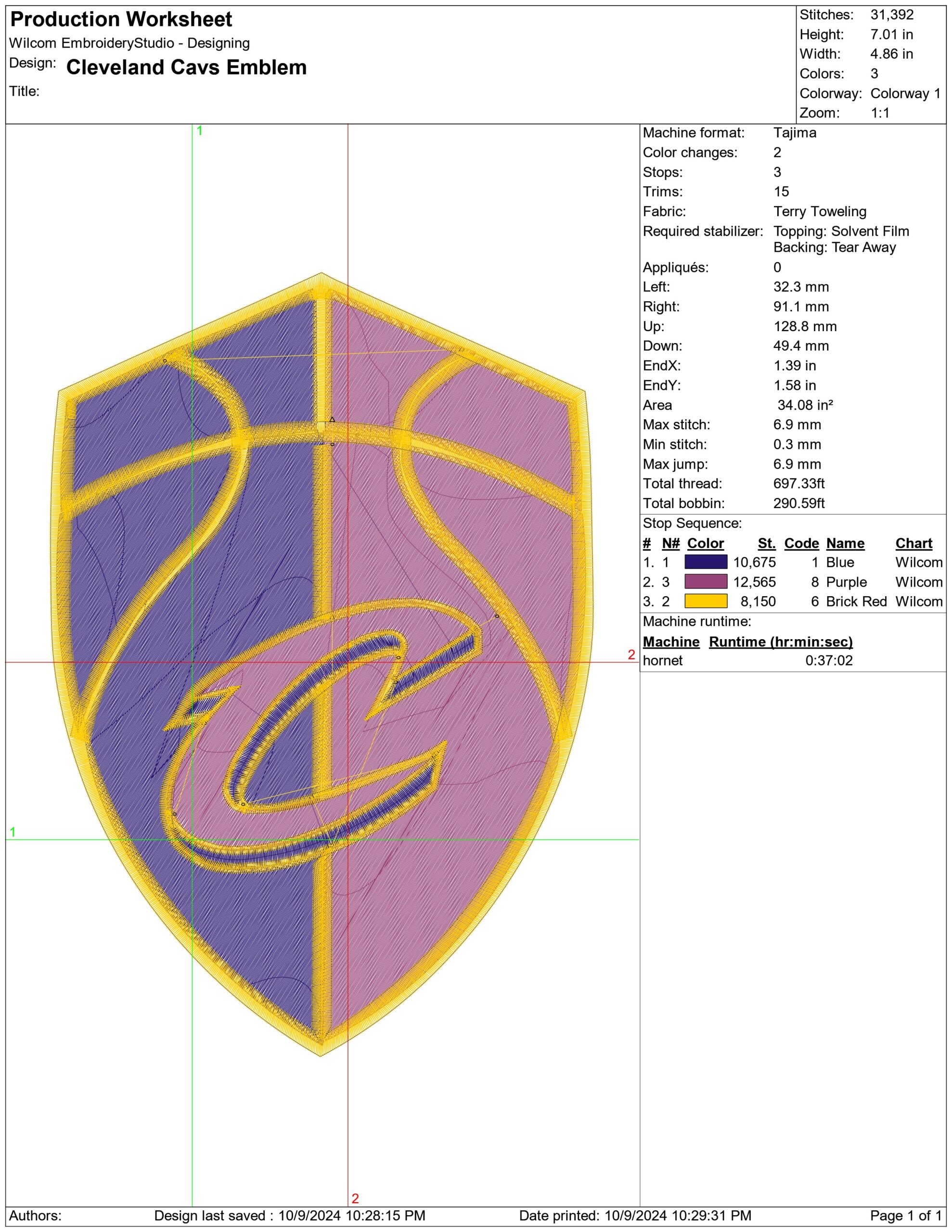 Cleveland Cavs Emblem- Elegant embroidery design file - instant download — view 3