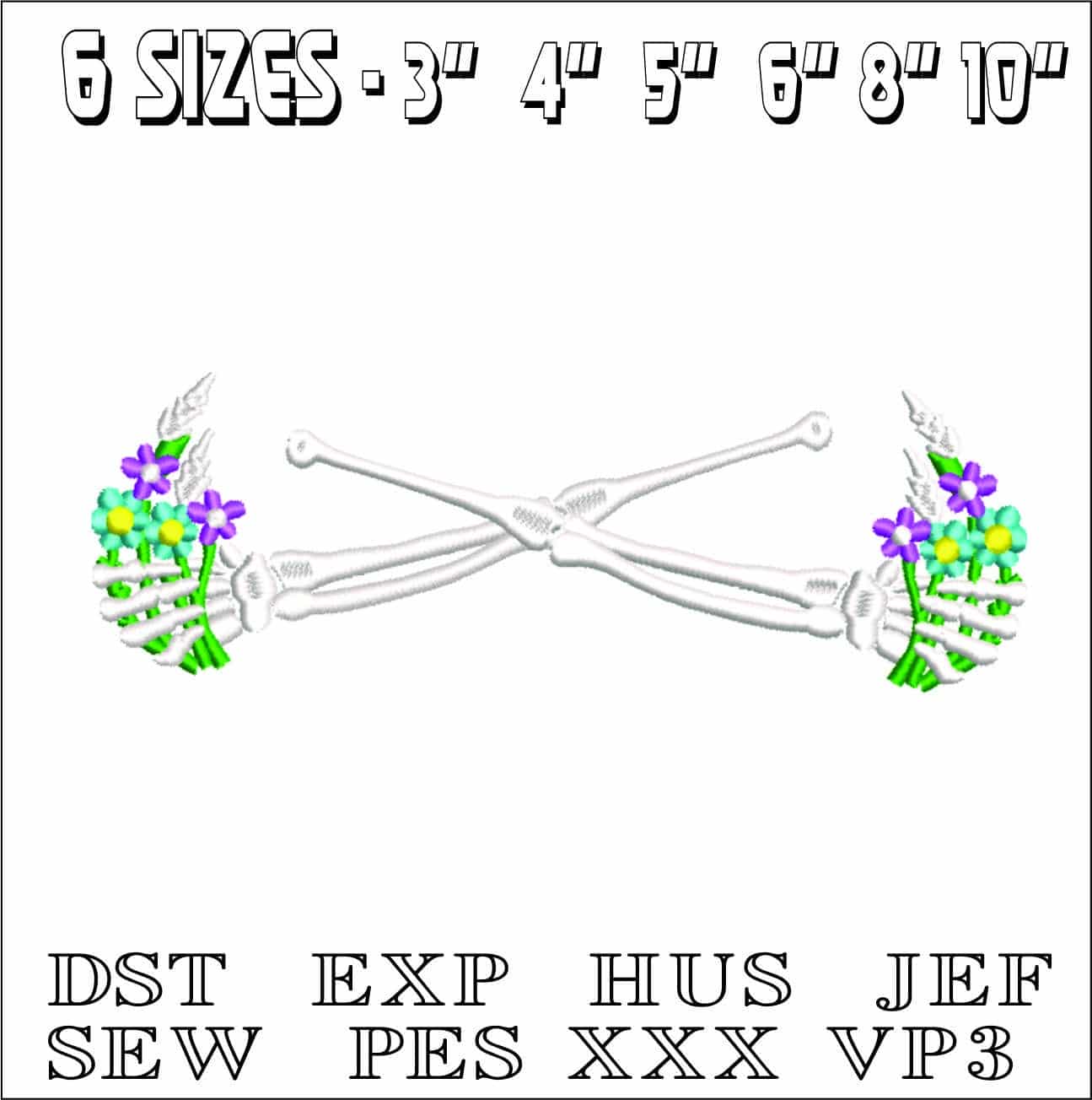 Coco Hand flowers- Elegant embroidery design file - instant download — view 2