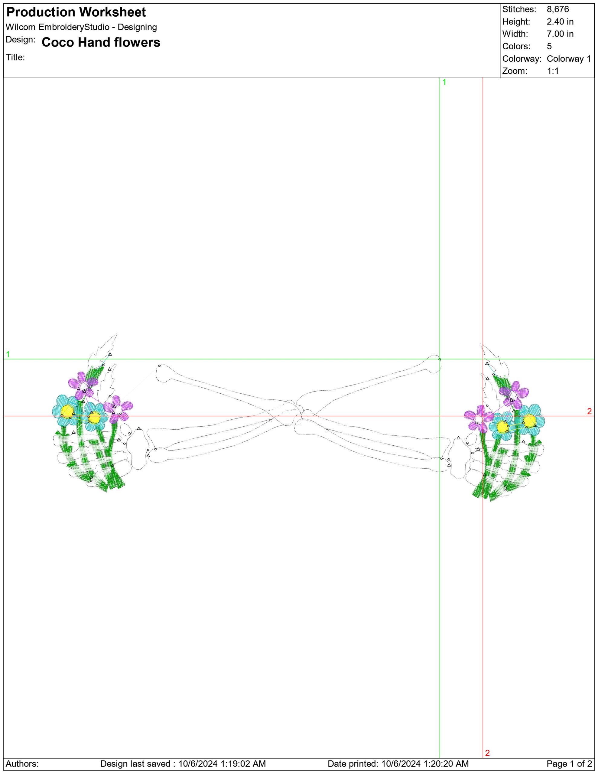 Coco Hand flowers- Elegant embroidery design file - instant download — view 4
