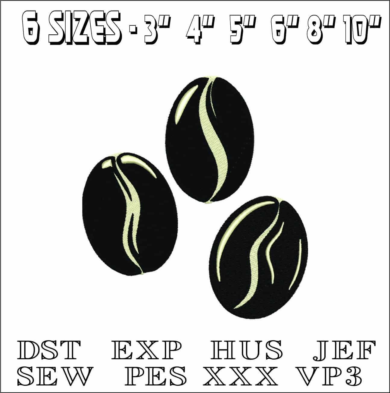 Coffee Beans- Elegant embroidery design file - instant download — view 2