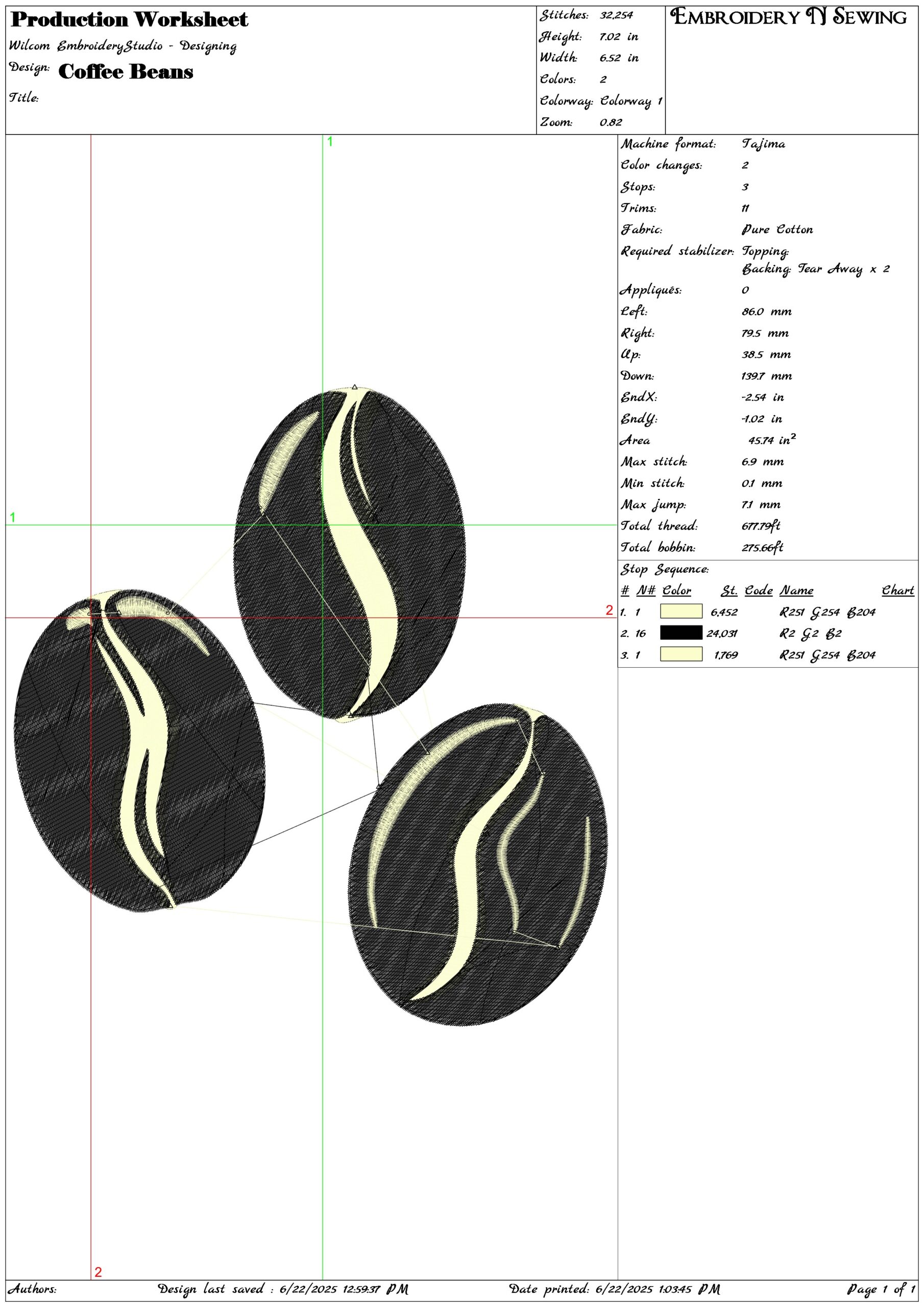 Coffee Beans- Elegant embroidery design file - instant download — view 3