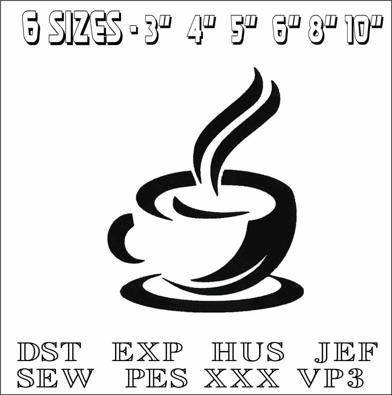 Coffee Cup- Elegant embroidery design file - instant download — view 2