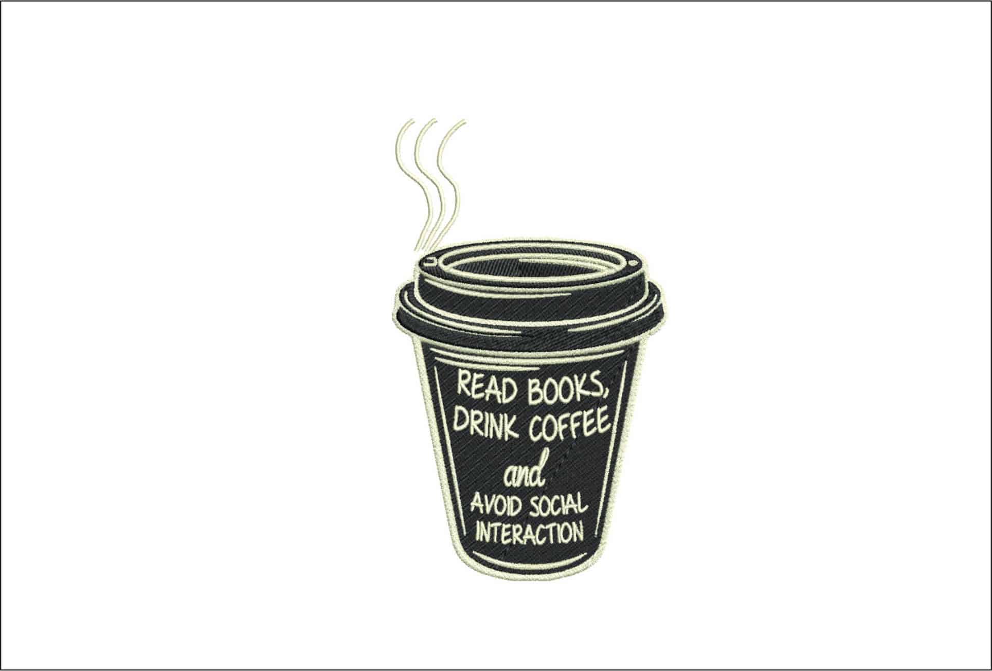 Coffee cup and message- Elegant embroidery design file - instant download
