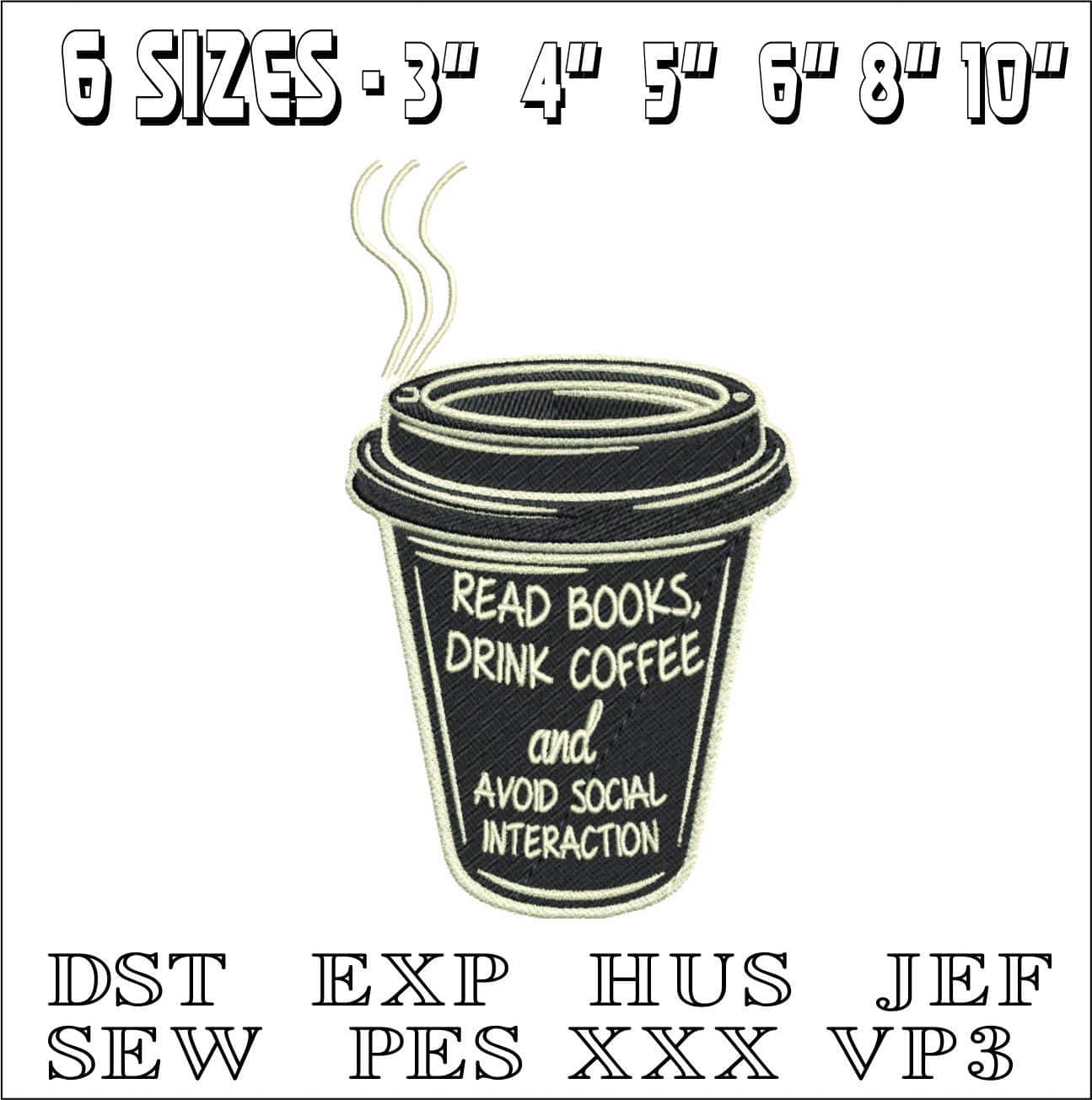 Coffee cup and message- Elegant embroidery design file - instant download — view 2
