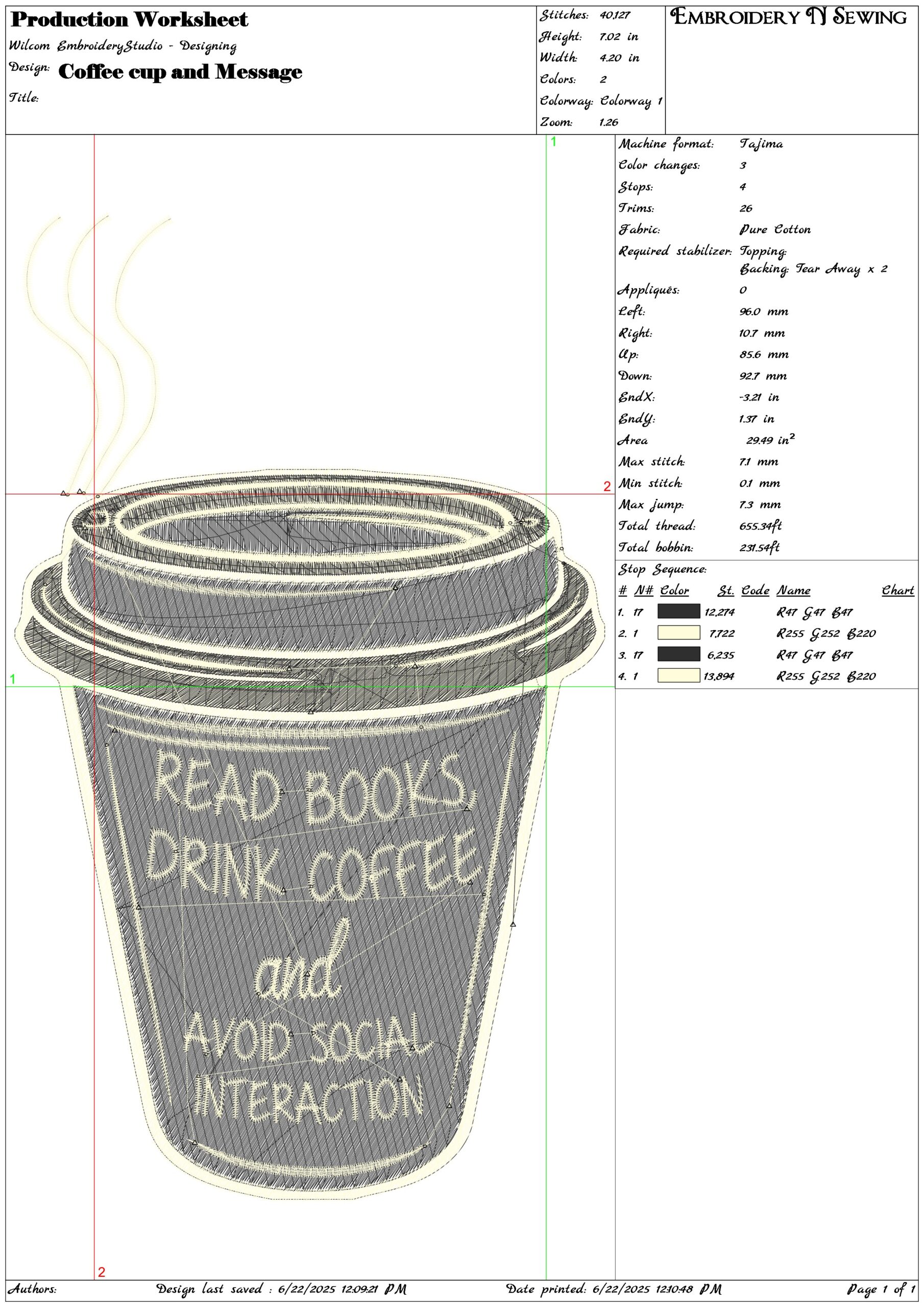 Coffee cup and message- Elegant embroidery design file - instant download — view 3